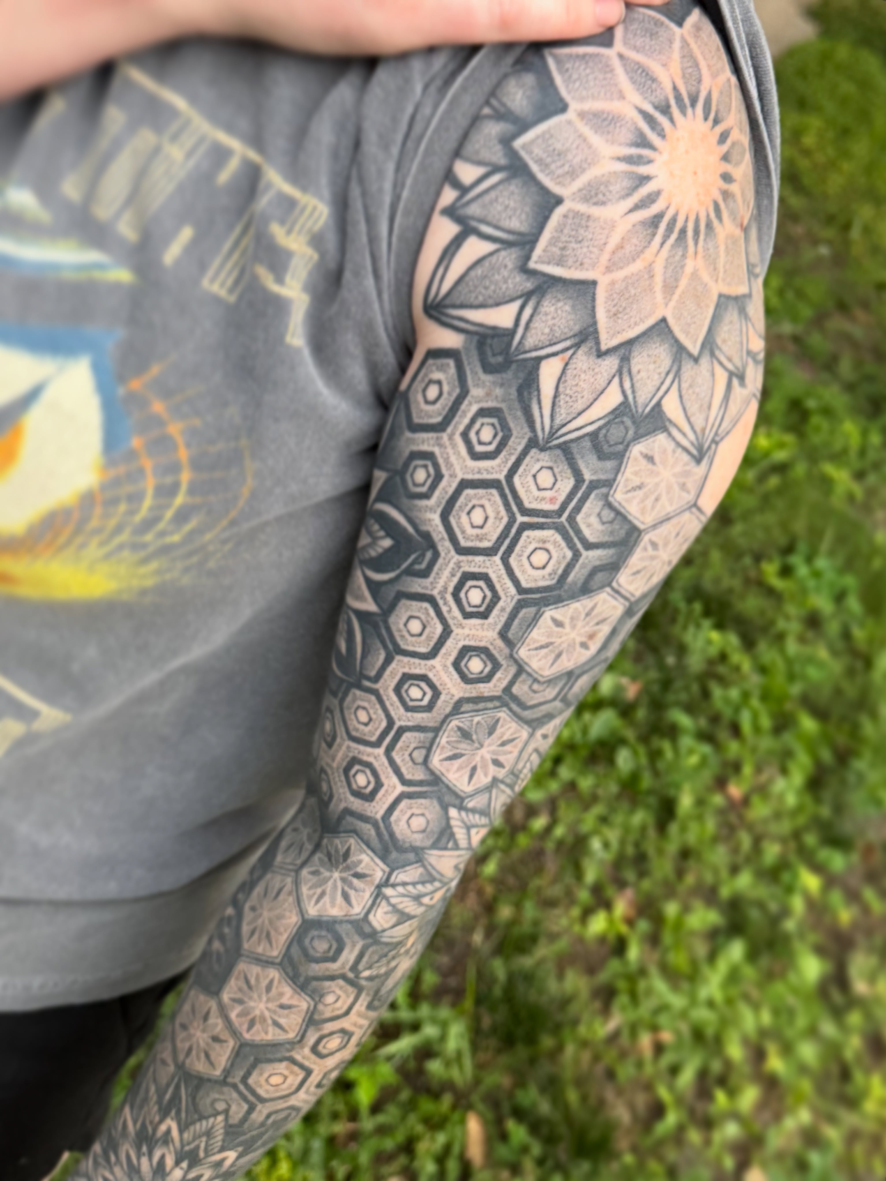 Geometric pattern geometric tattoo on the forearm by Jaxson Eugene Brady-Hobart