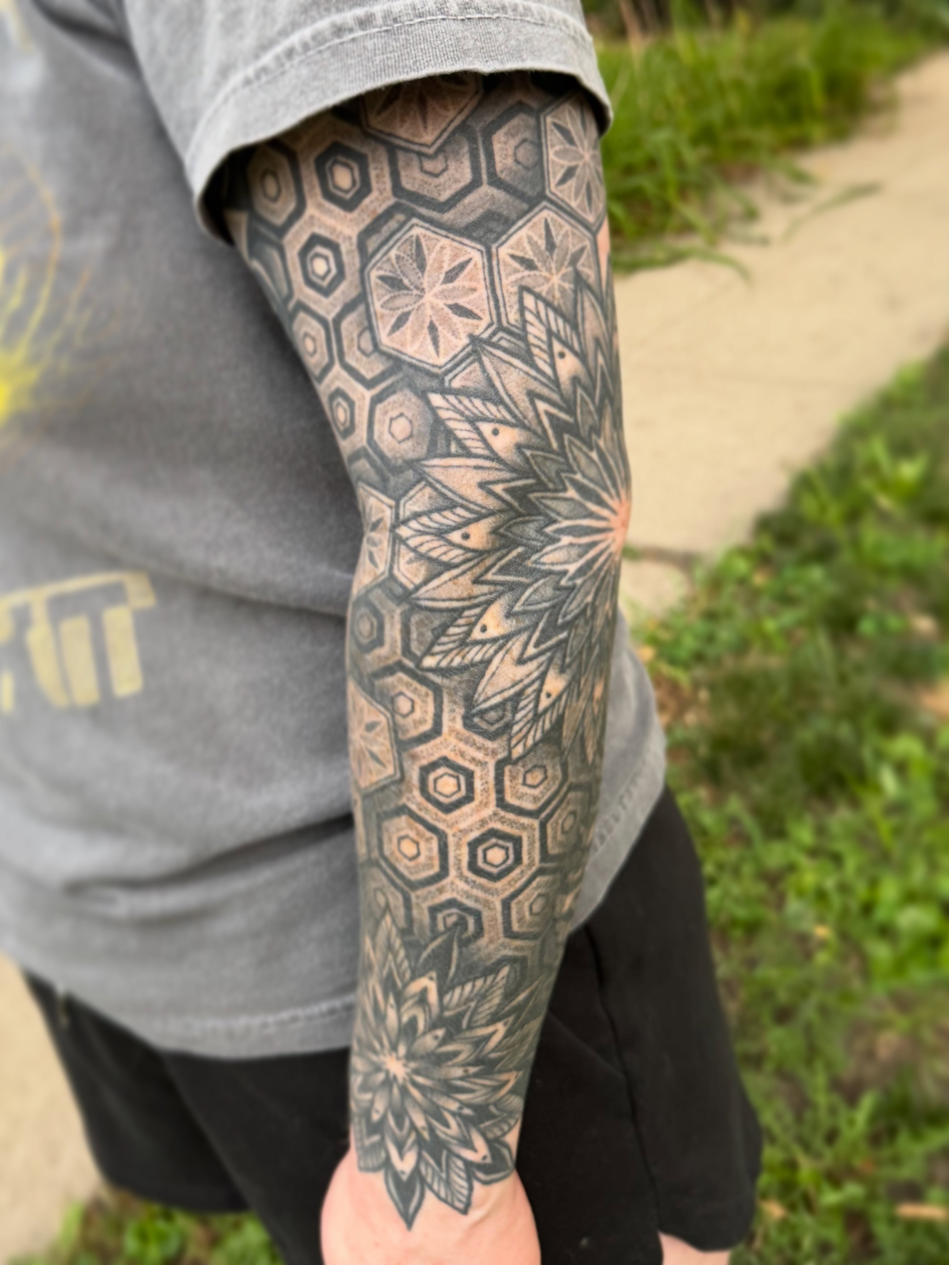 Geometric pattern geometric tattoo on the forearm by Jaxson Eugene Brady-Hobart