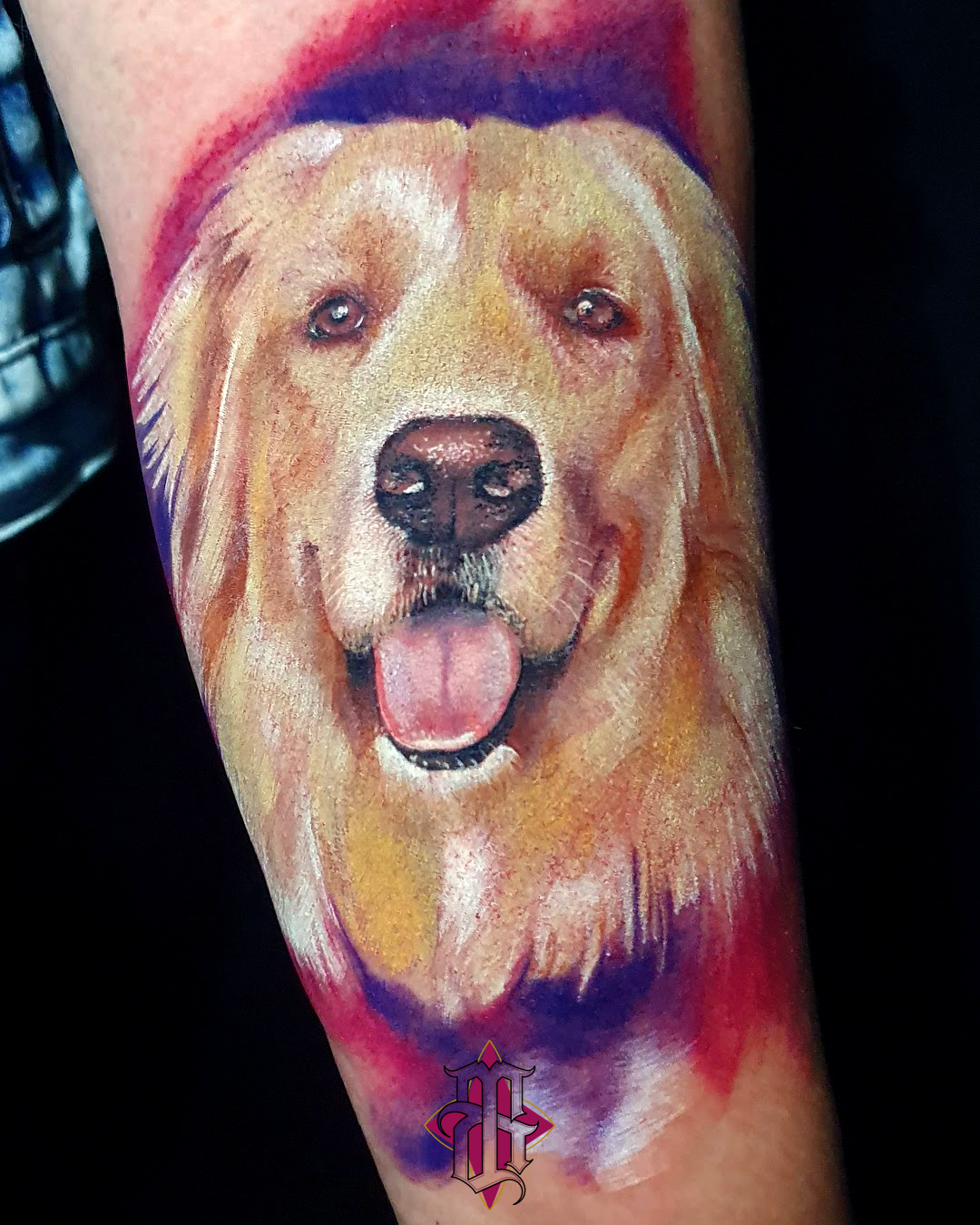 Golden retriever realism tattoo on the forearm by BRIK RANGEL - Tattoo Artist
