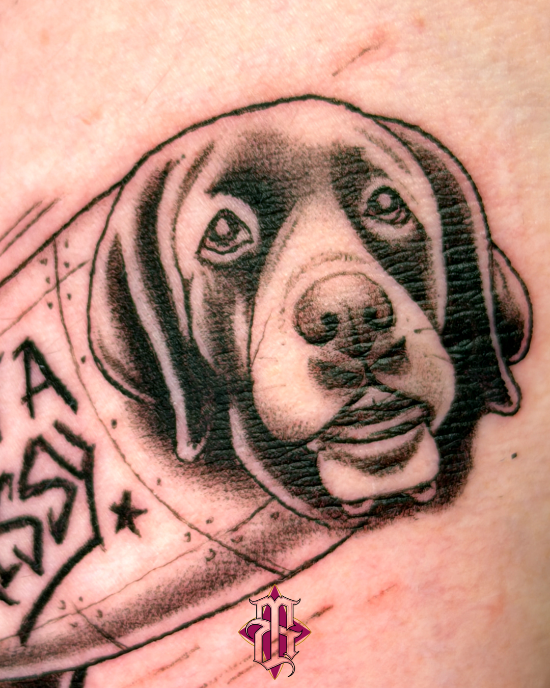 Dog realism tattoo on the shoulder by BRIK RANGEL - Tattoo Artist