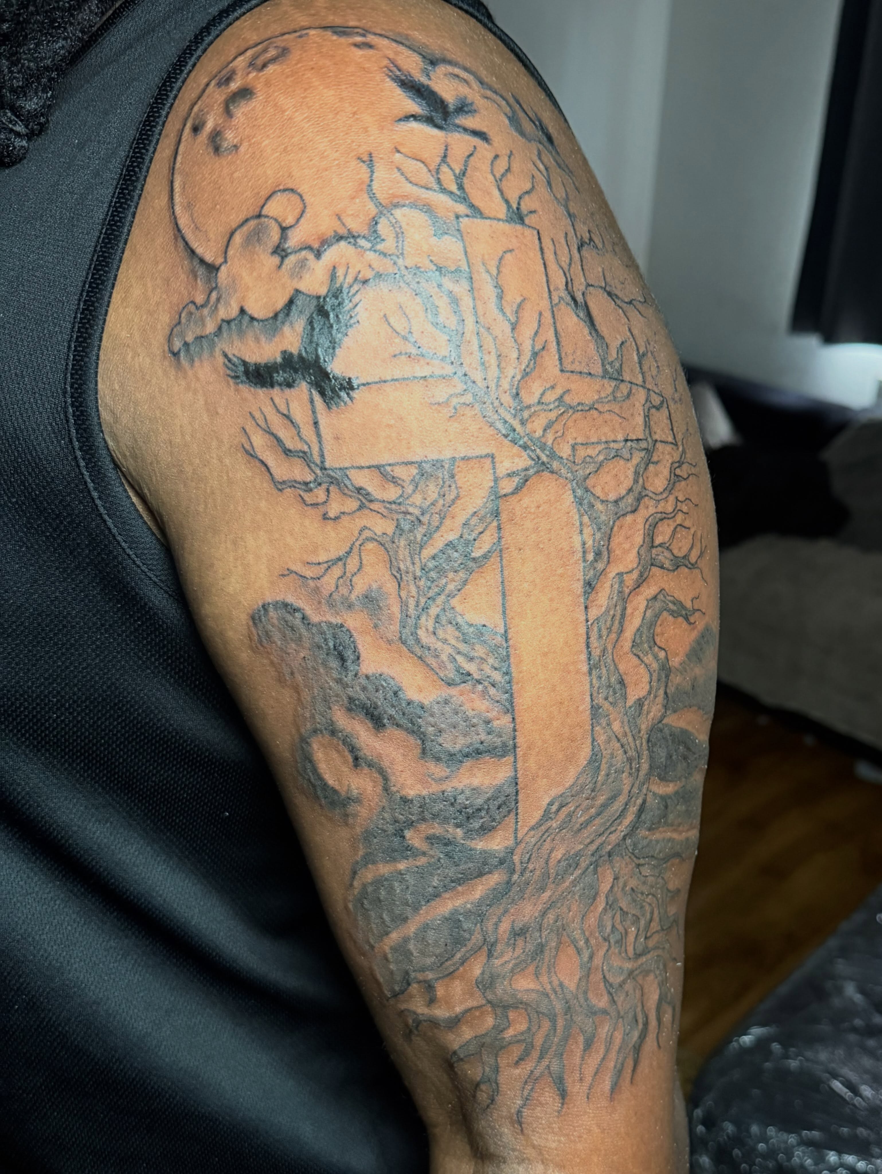 Tattoo by @tcstatts — black_and_grey, realism