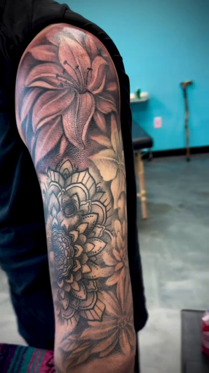 Tattoo by @freehandinbrandon — black_and_grey, realism