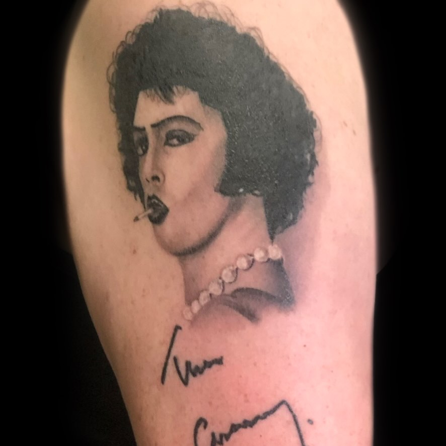 Woman smoking black and grey tattoo on the forearm by Jacob Bettker, Centerville, Ohio
