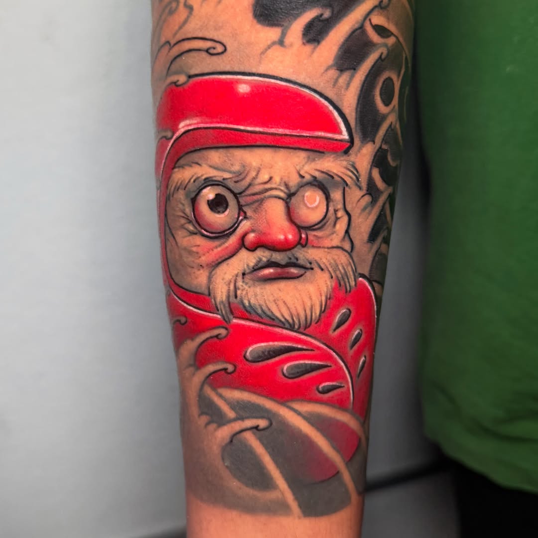 Old man realism tattoo on the forearm by Meza Cruz