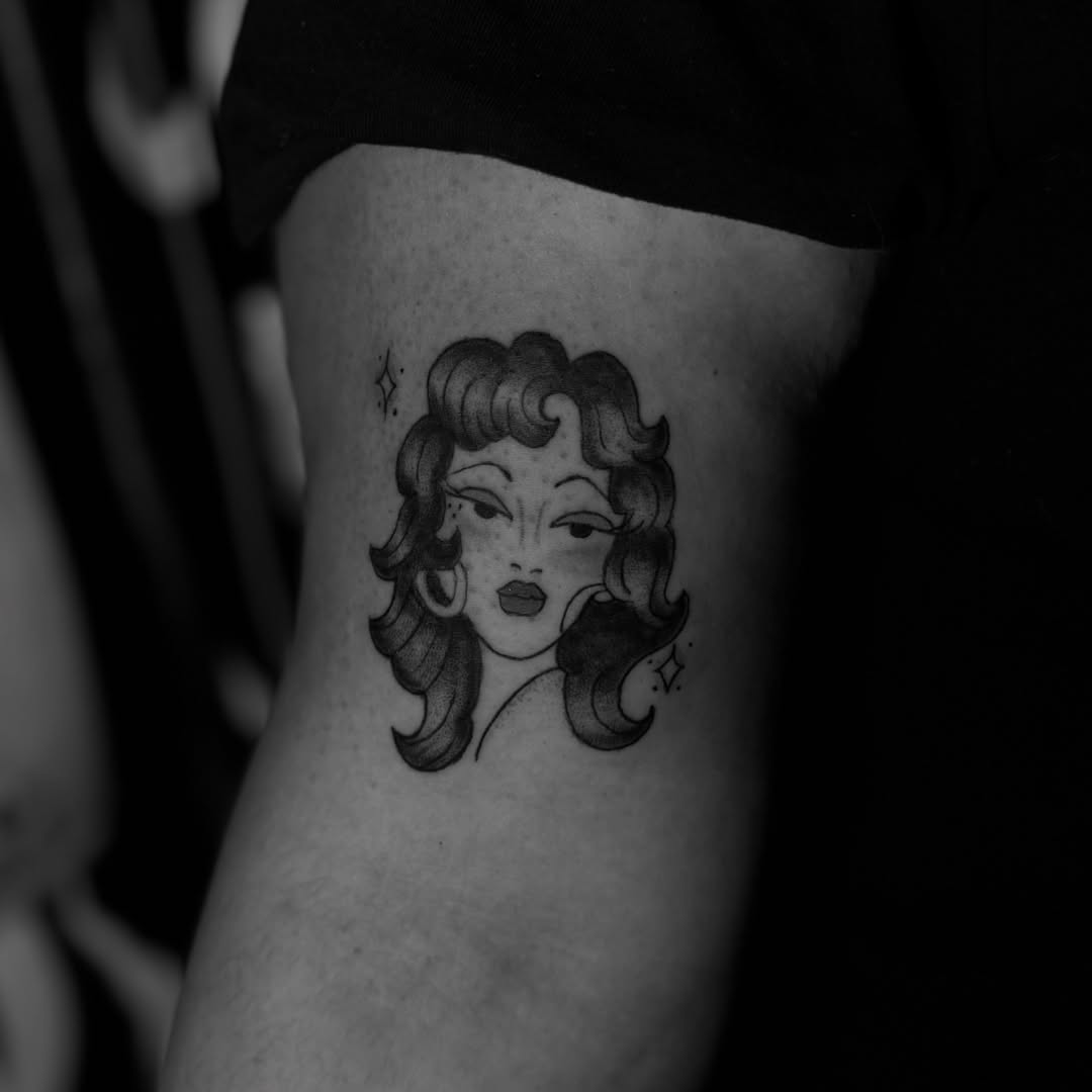 Woman's face black and grey tattoo on the ribs by Giana Martinez, Wichita, Kansas