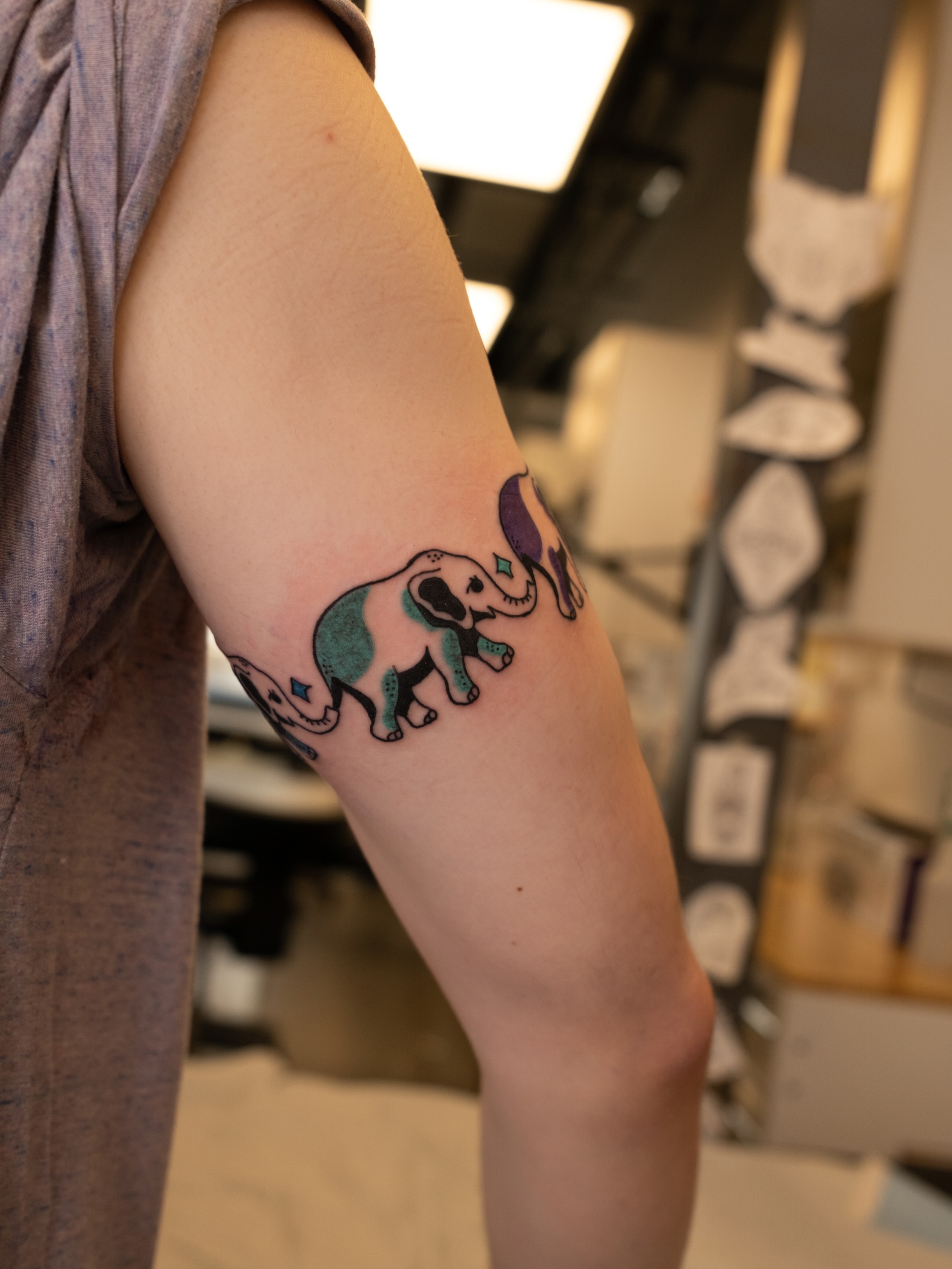Elephant dotwork tattoo on the forearm by Neto Velasco - Sad Cat Tattoo, Austin, Texas