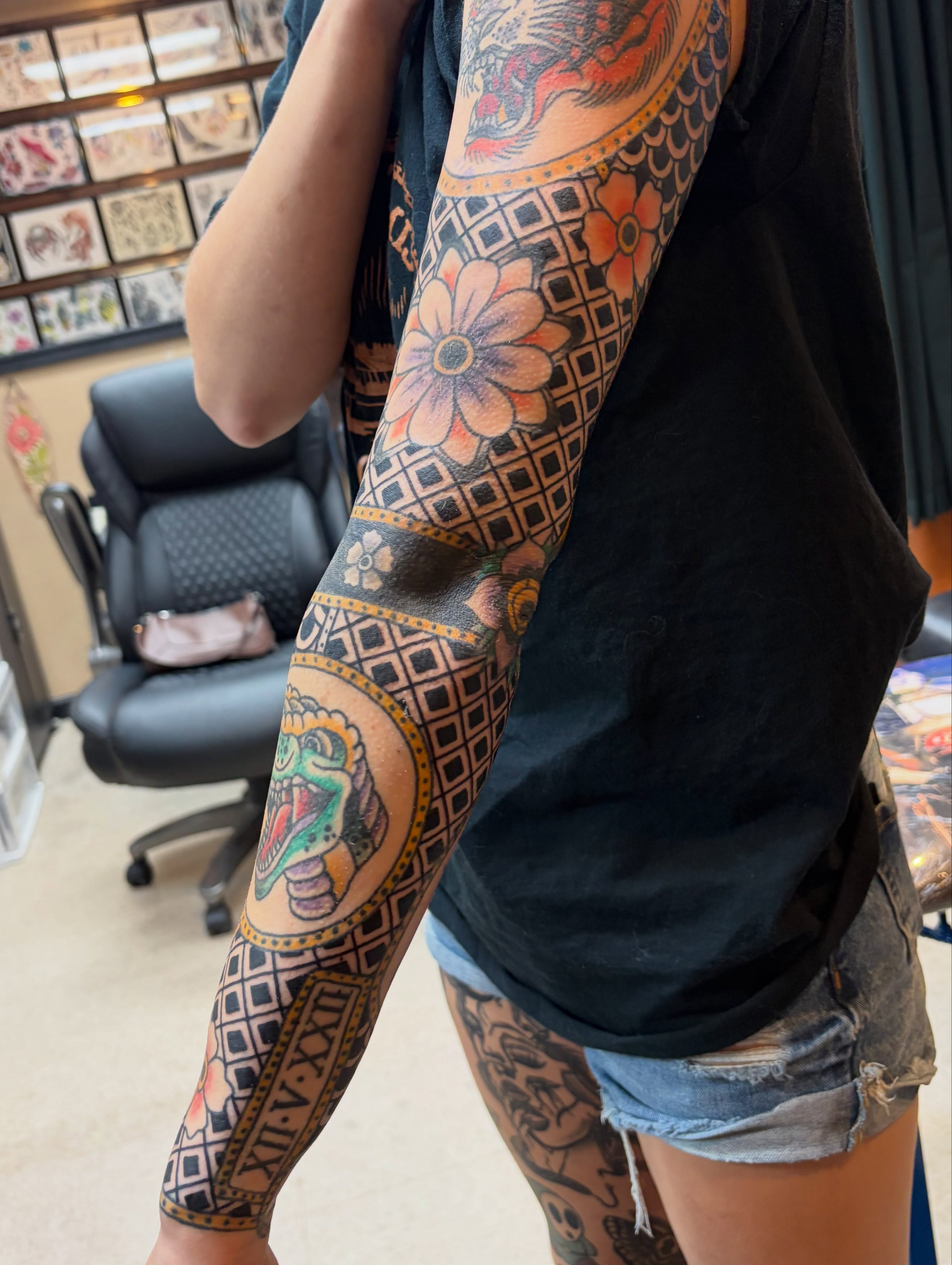 Tattoo by @mikescarpatitattoo — american_traditional, geometric