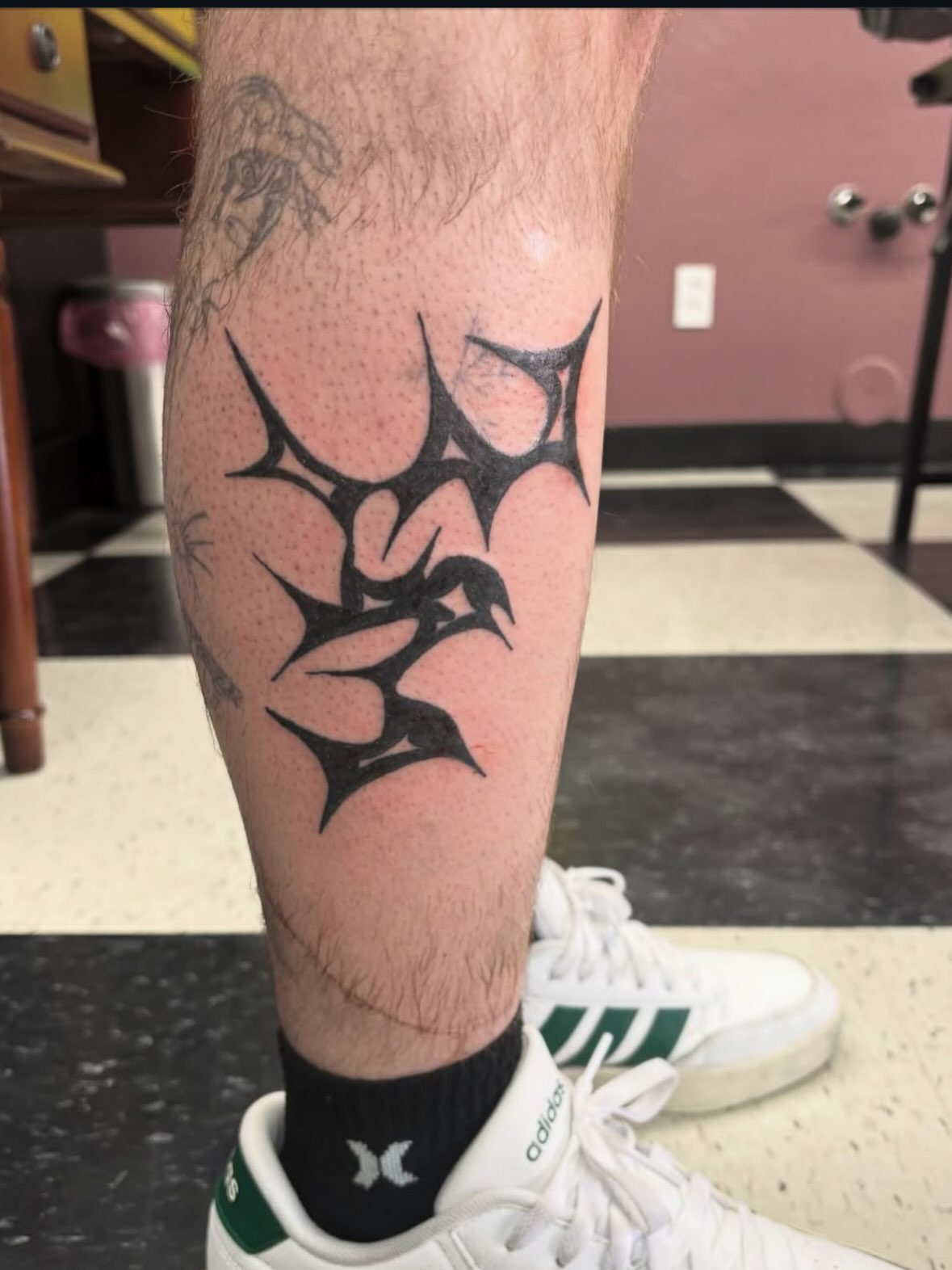 Thorn black and grey tattoo on the calf by Joe ⋆₊⋆☢︎⁺₊⚠︎₊⋆