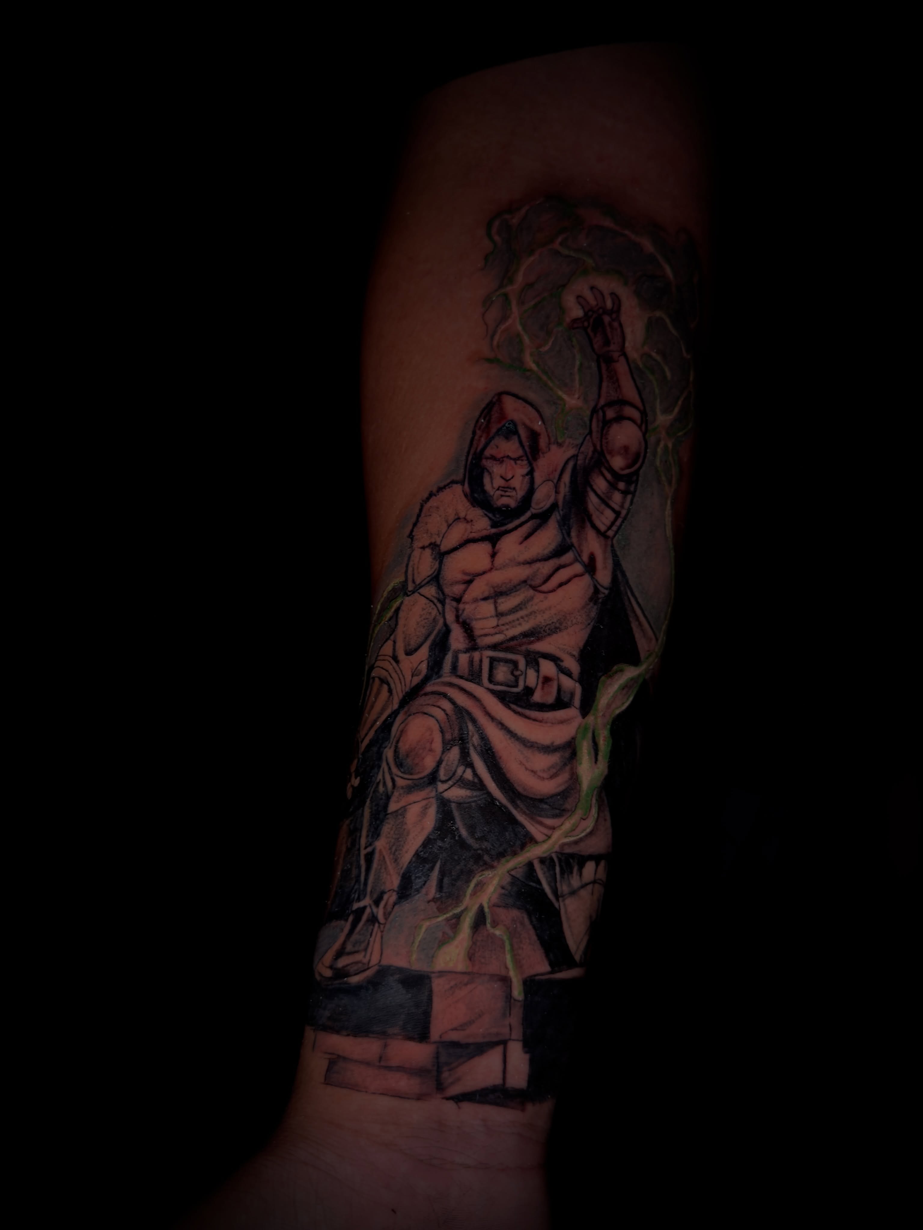 Demon dark realism tattoo on the forearm by Caloy Obra