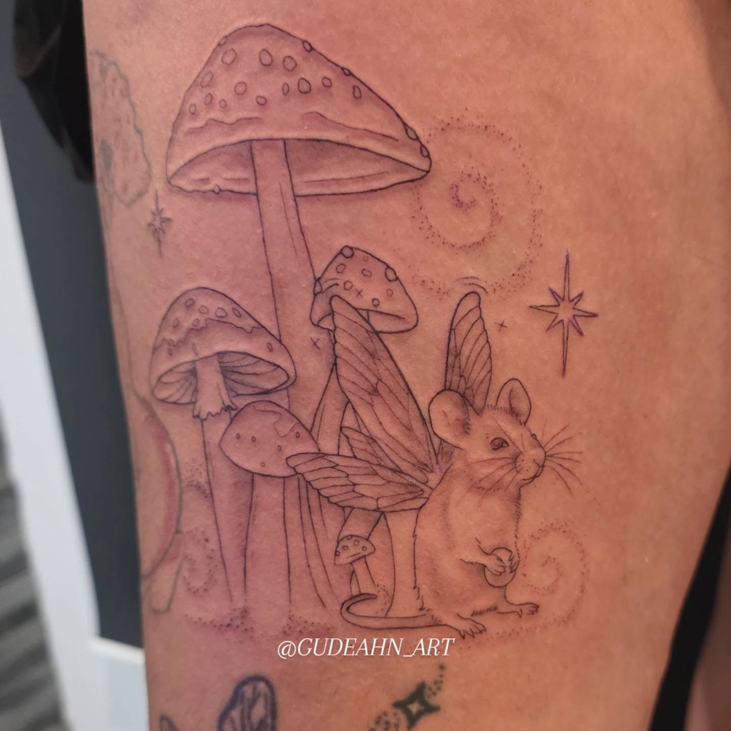 Tattoo by @gudeahn_art — dotwork, black_and_grey