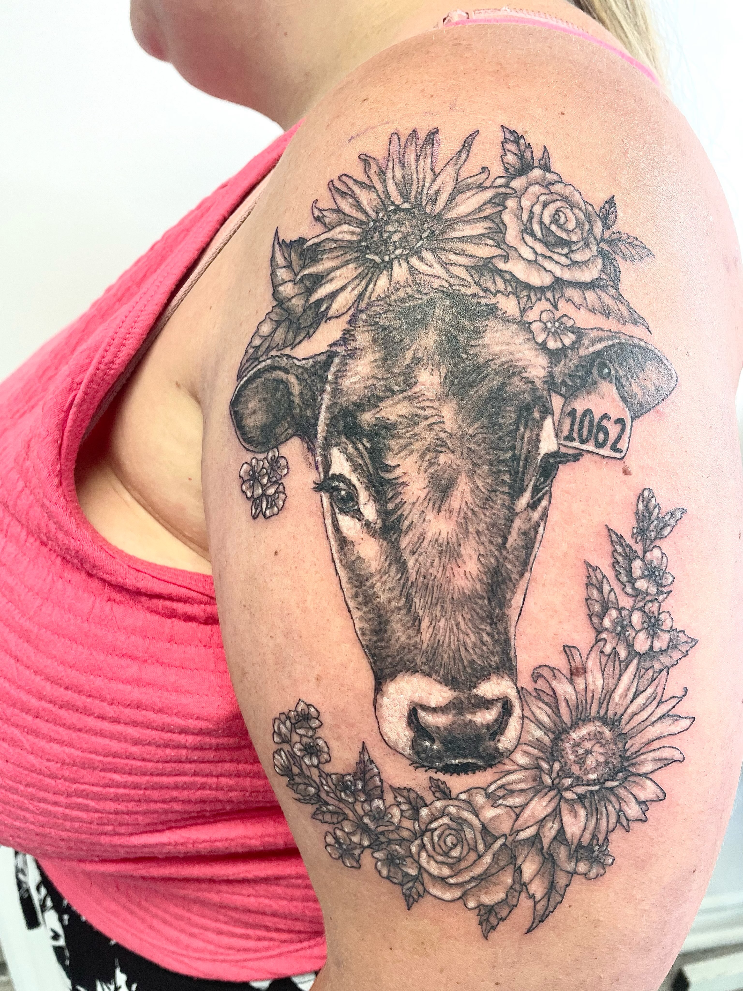Tattoo by @mstarkweatherart — realism, black_and_grey