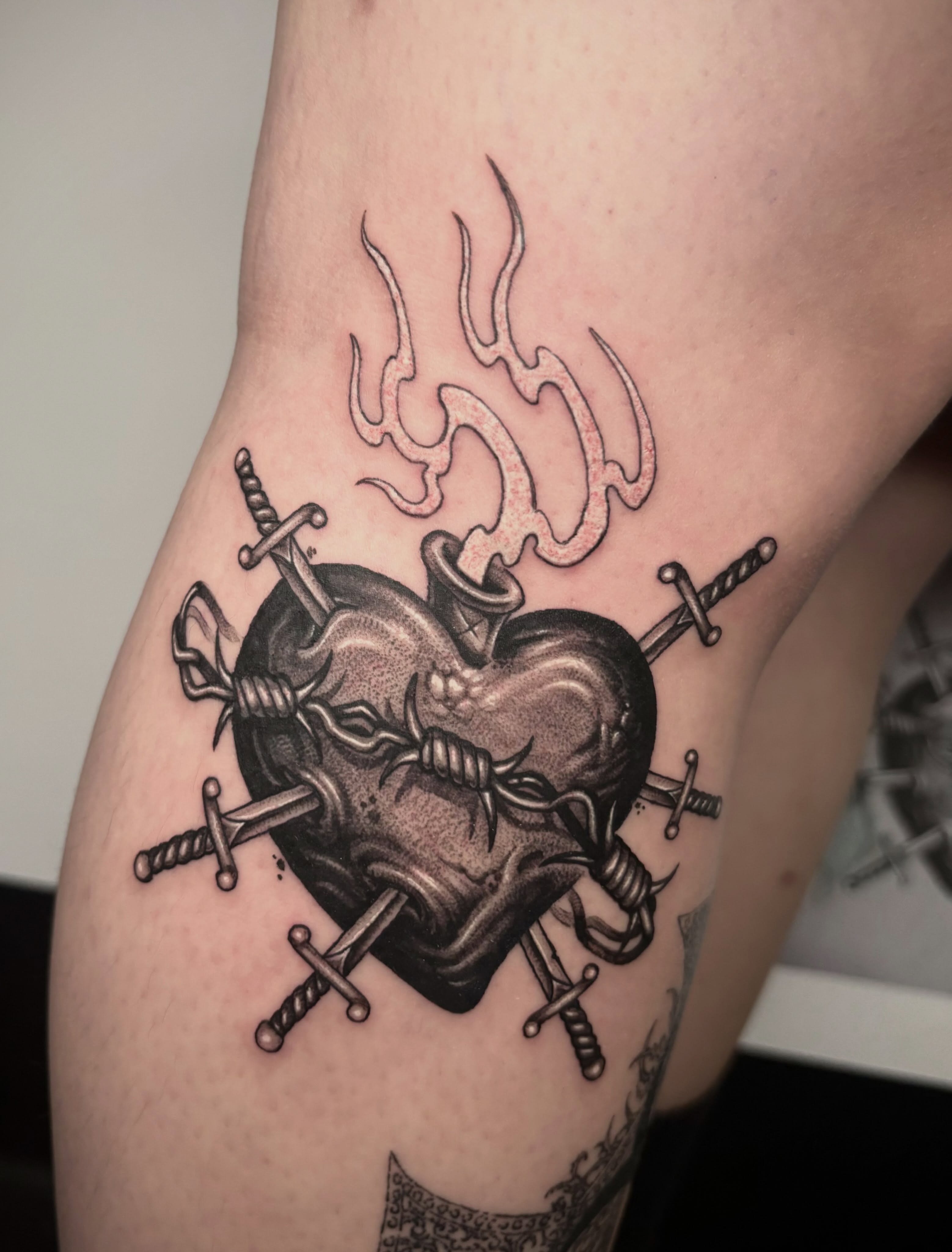 Tattoo by @blaggy__black — black_and_grey, dark_realism