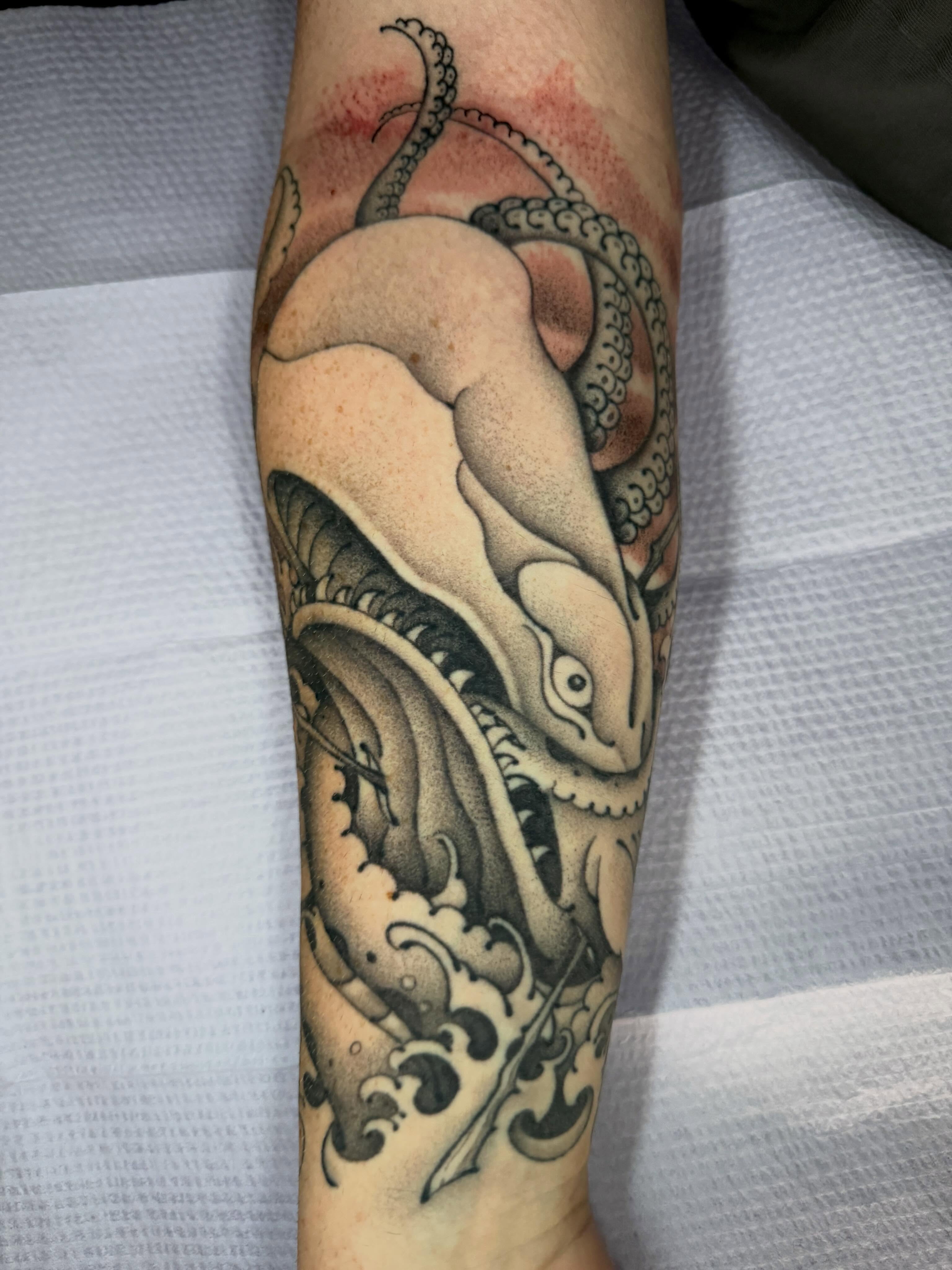 Tattoo by @zurdouno — black_and_grey