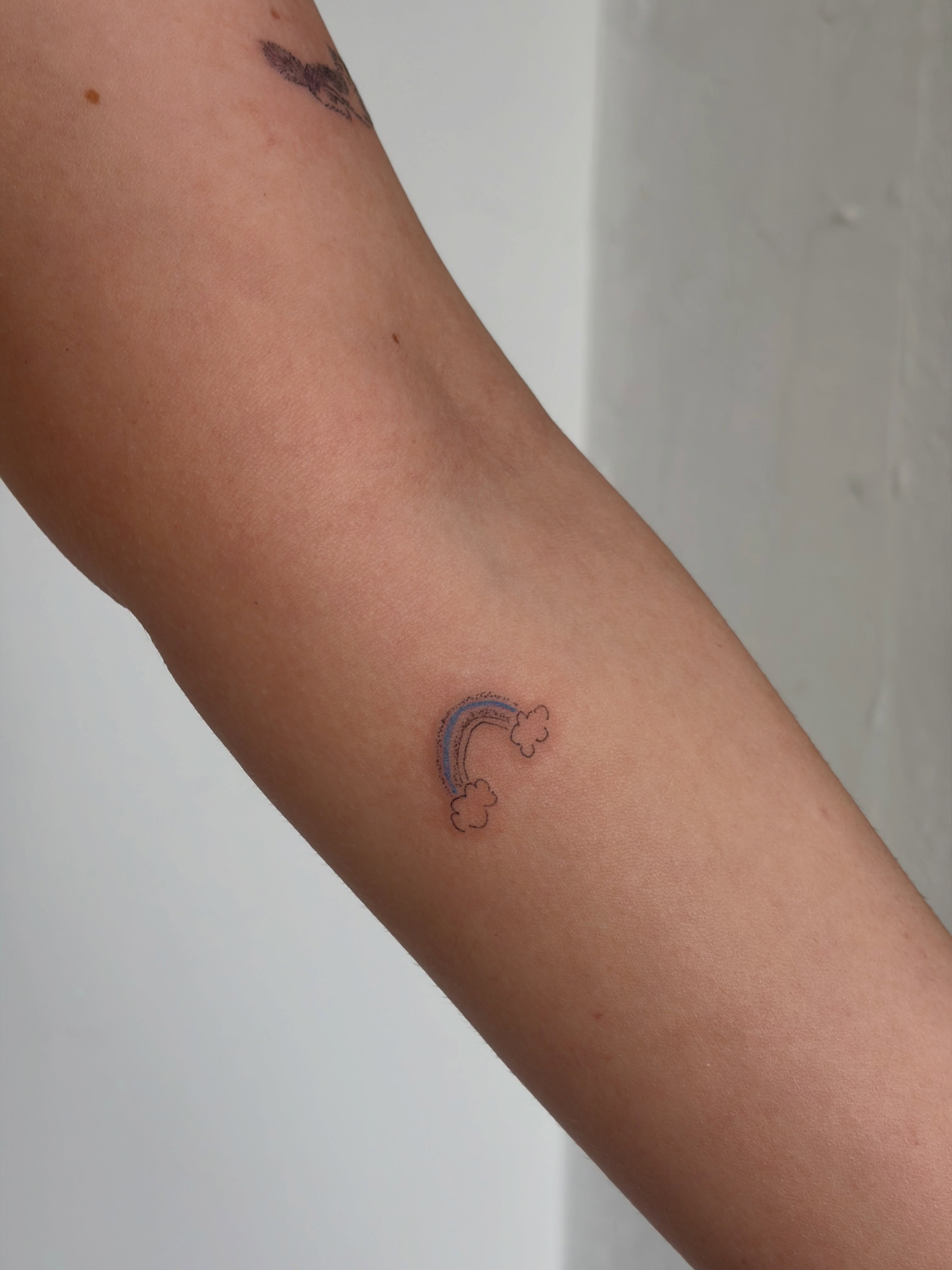 Rainbow dotwork tattoo on the forearm by annie’s tattoos ⭐꩜ .ᐟ