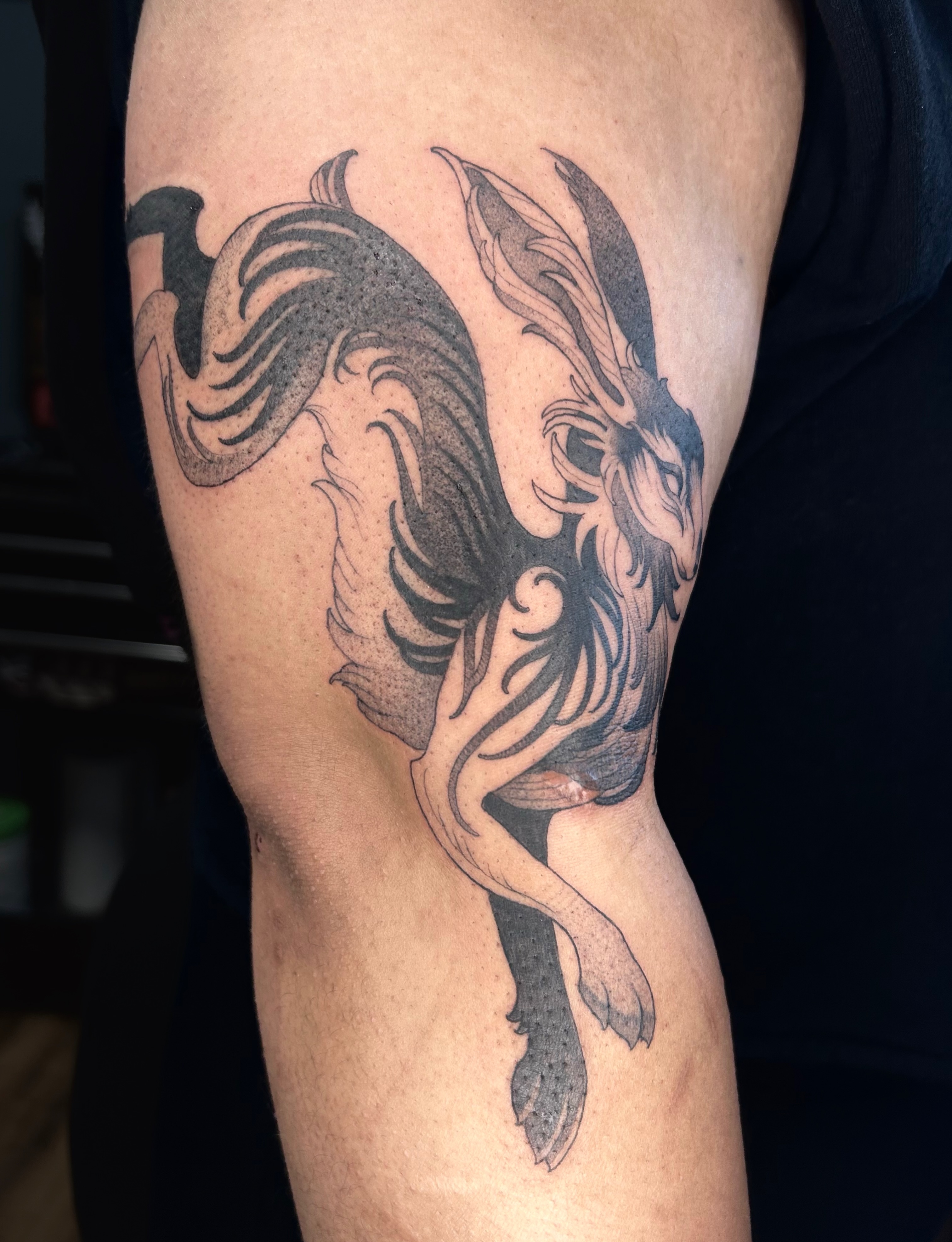 Tattoo by @thecursedmagus — black_and_grey