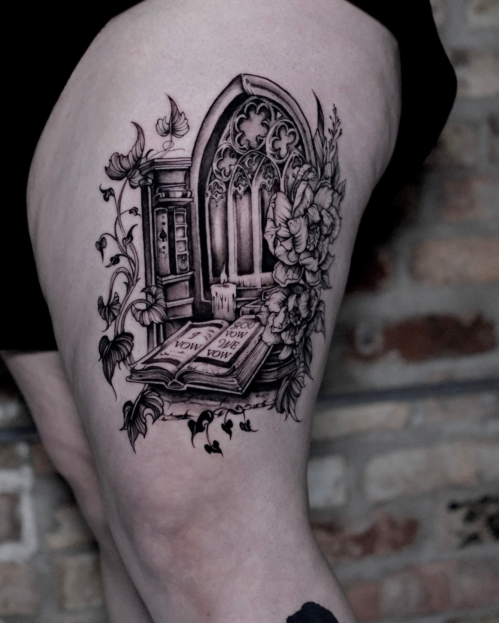 Tattoo by @hellbunnytattoos — black_and_grey, realism