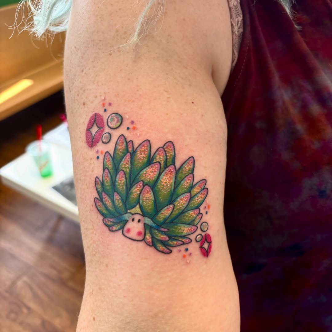 Succulent dotwork tattoo on the forearm by Taylor  Thompson