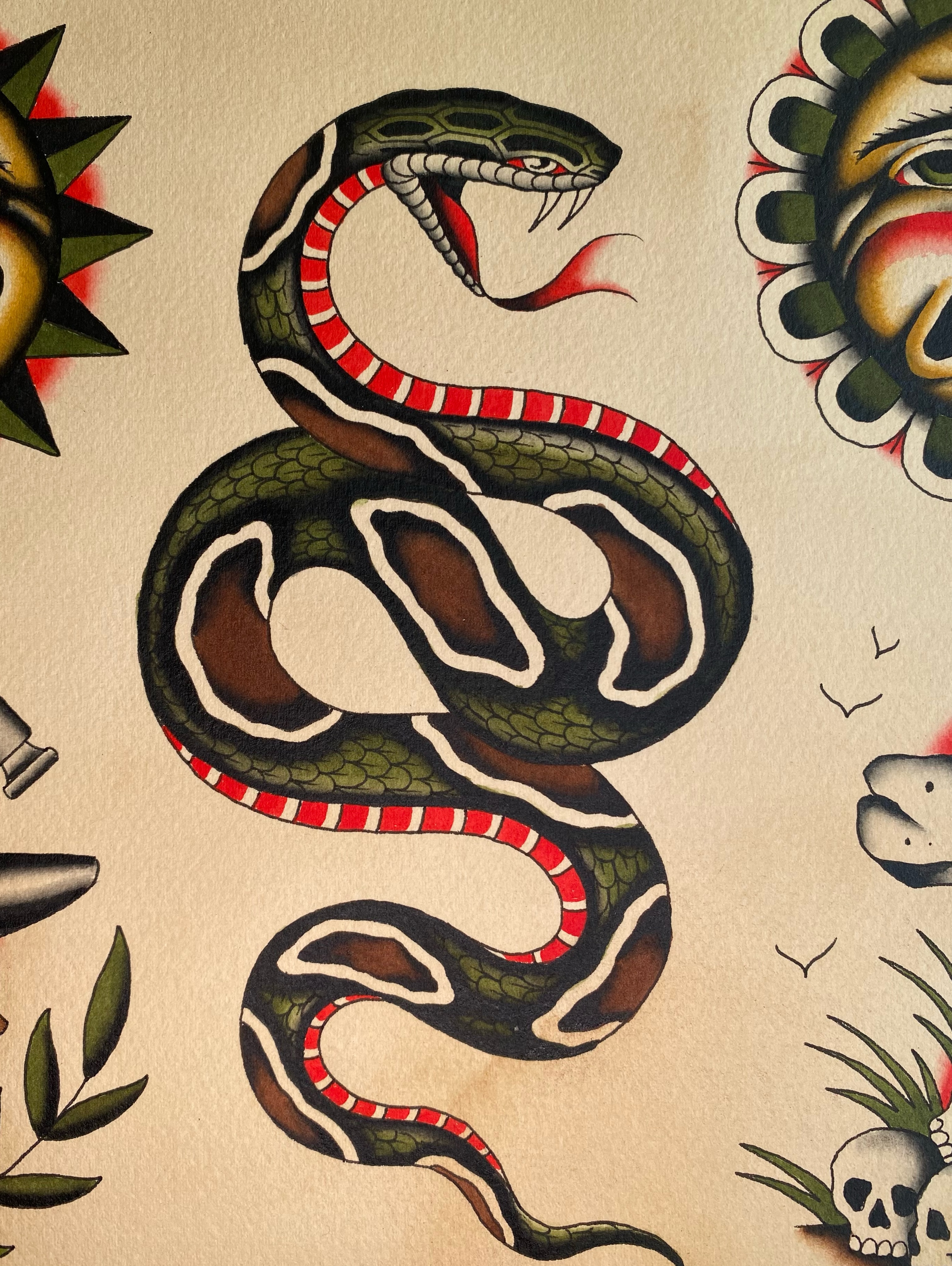 Snake American traditional tattoo by Will Allan Columbus tattoo artist