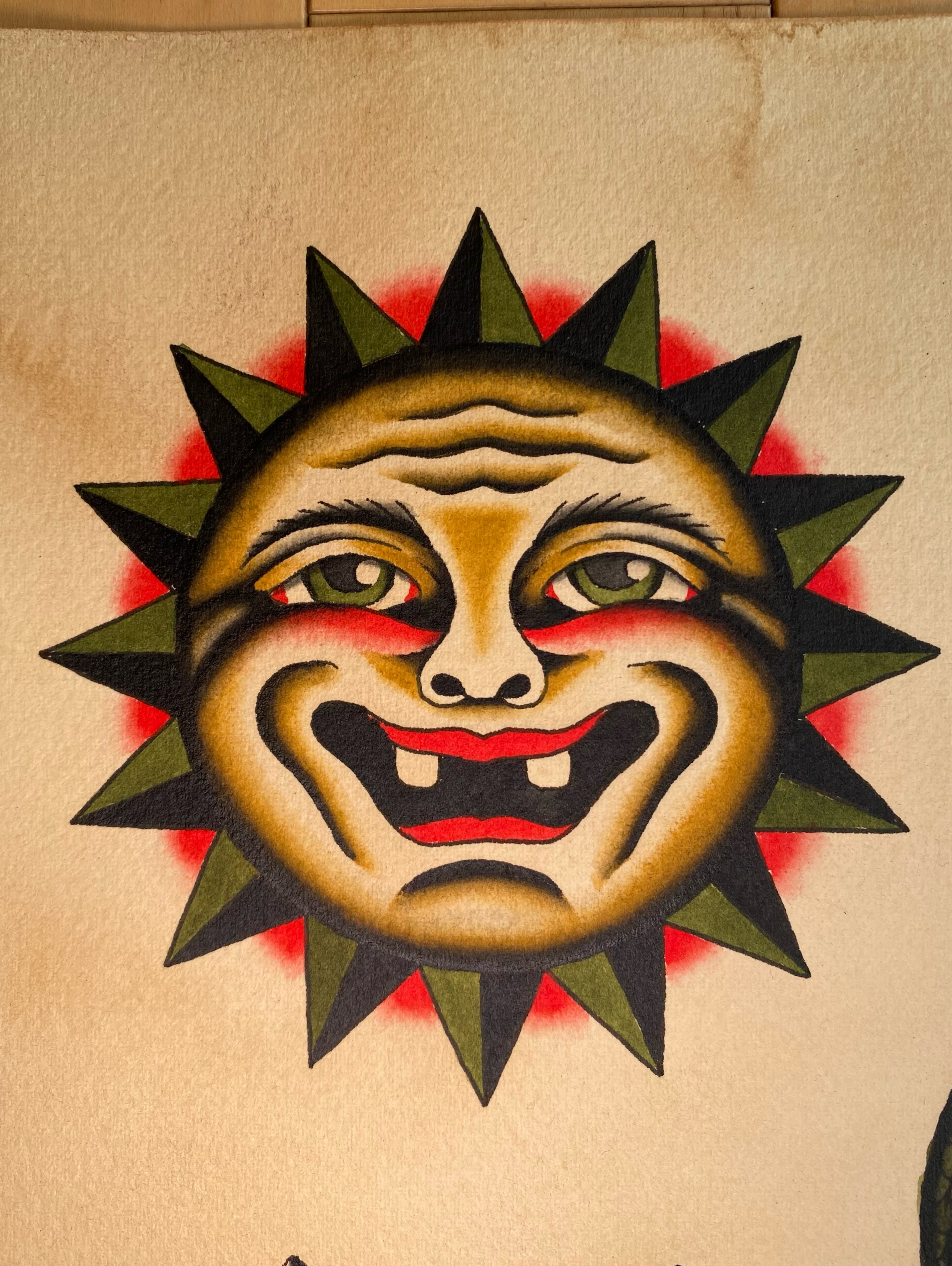 Joker face American traditional tattoo by Will Allan Columbus tattoo artist