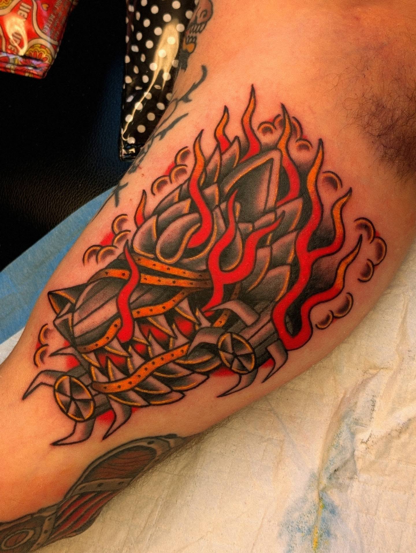 Tattoo by @sinisterspud — american_traditional, geometric