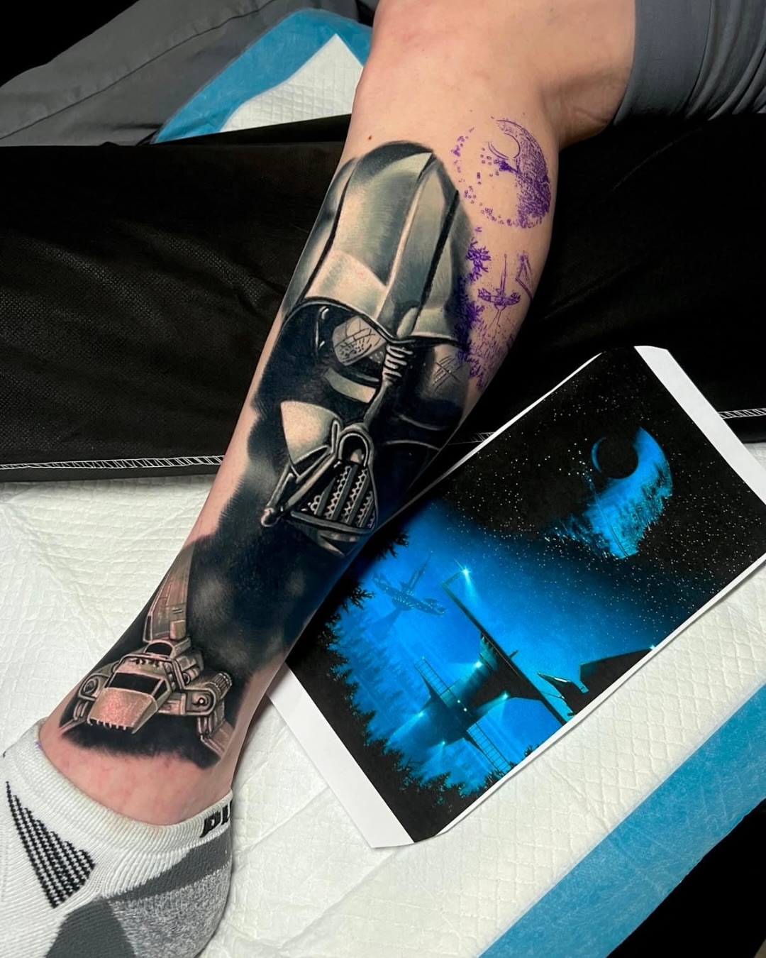 Darth vader helmet realism tattoo on the forearm by Edward best
