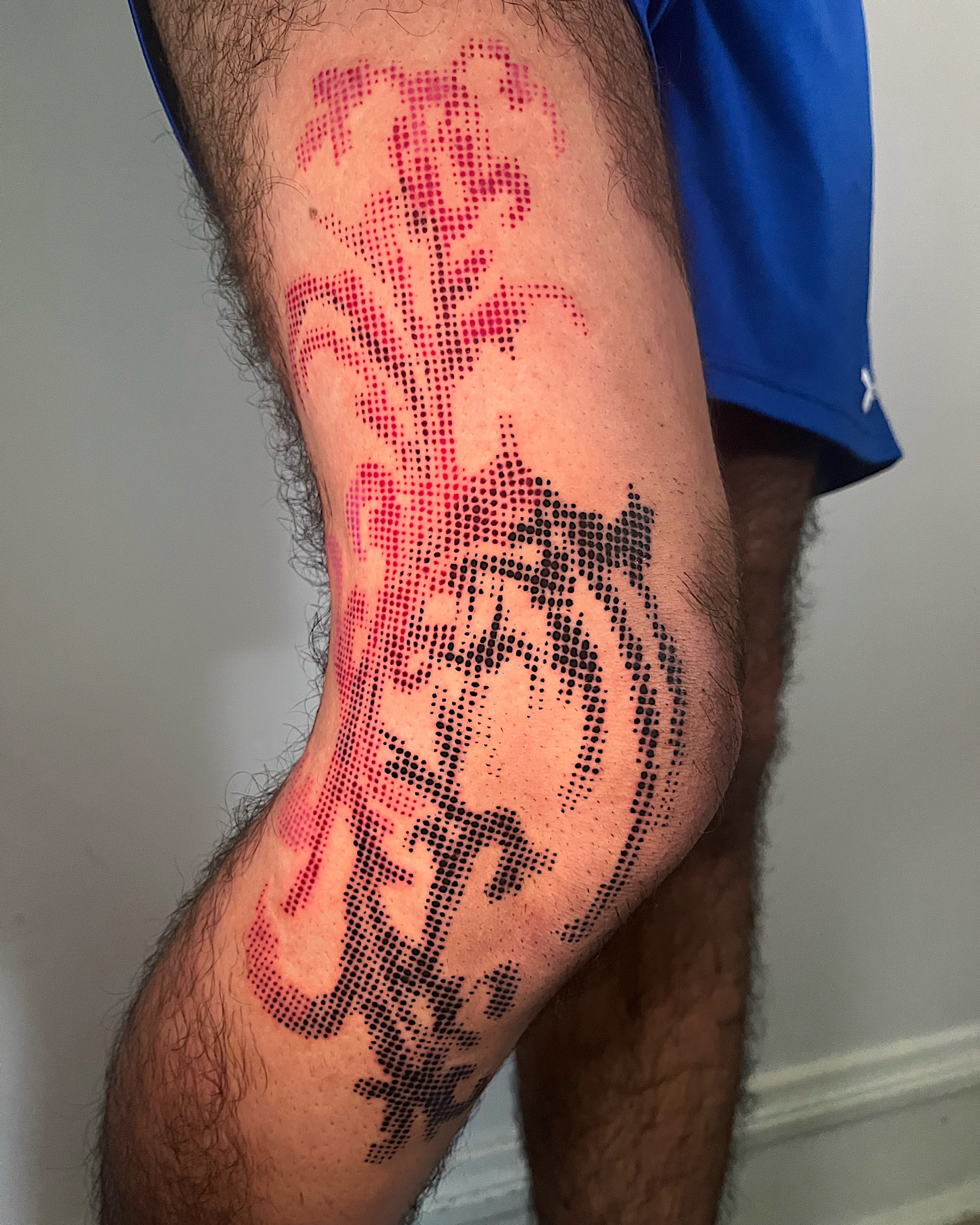 Rose and skull dotwork tattoo on the forearm by Azucena