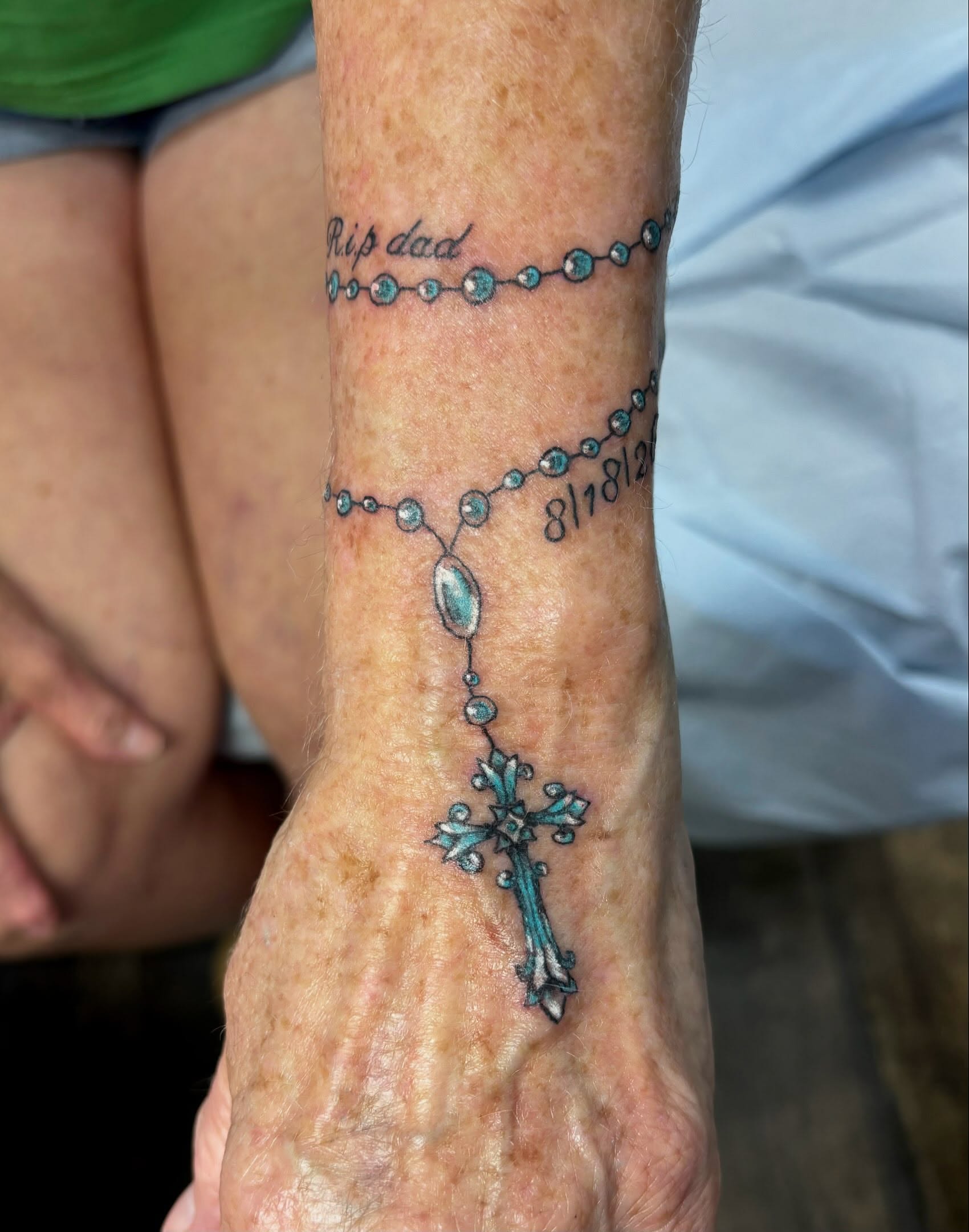 Rosary fine line tattoo on the foot by ✮ ✄ star ✮ ✄