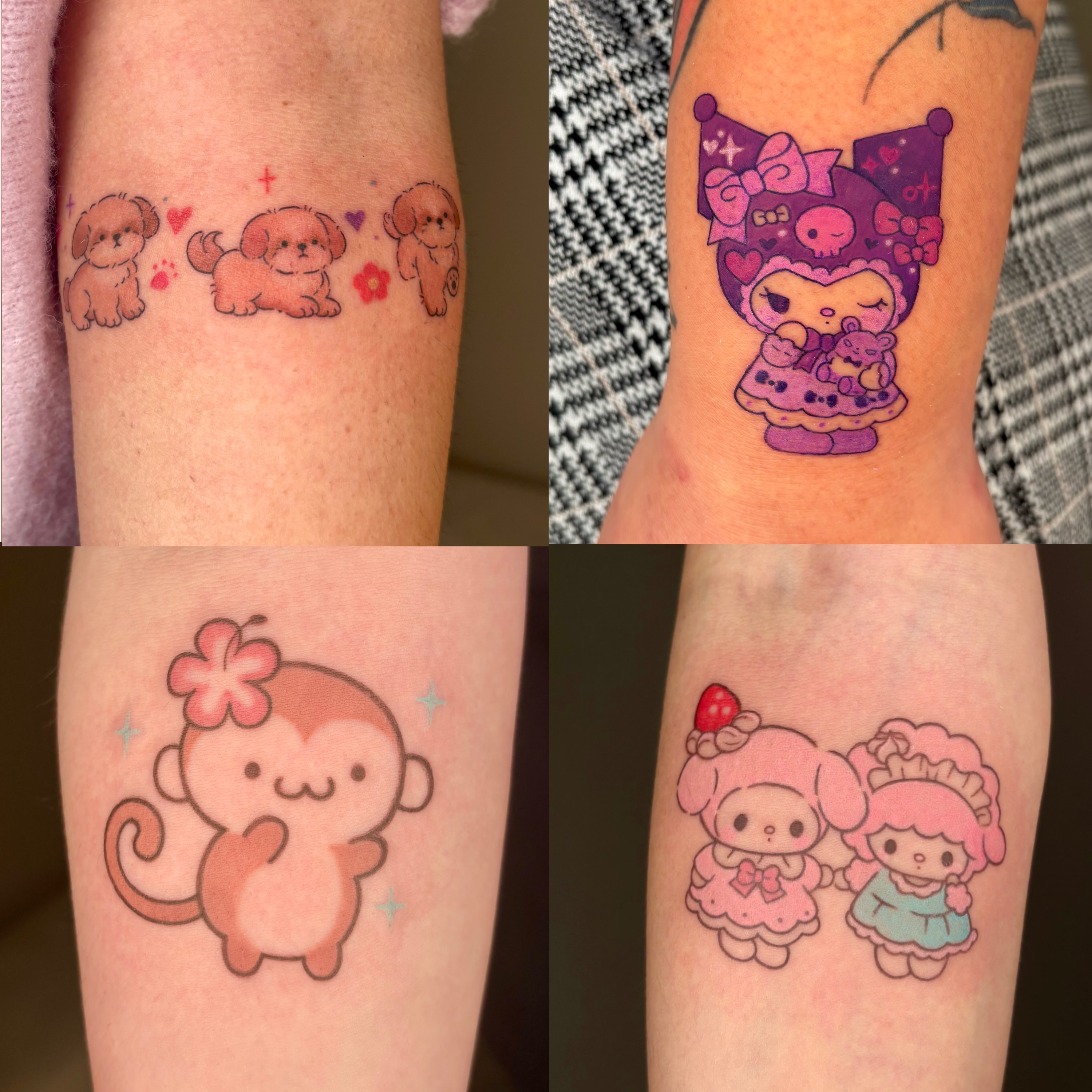 Kawaii characters illustrative tattoo on the forearm by ๐ฎ๐ถ๐ ๐ โงโห โโ.