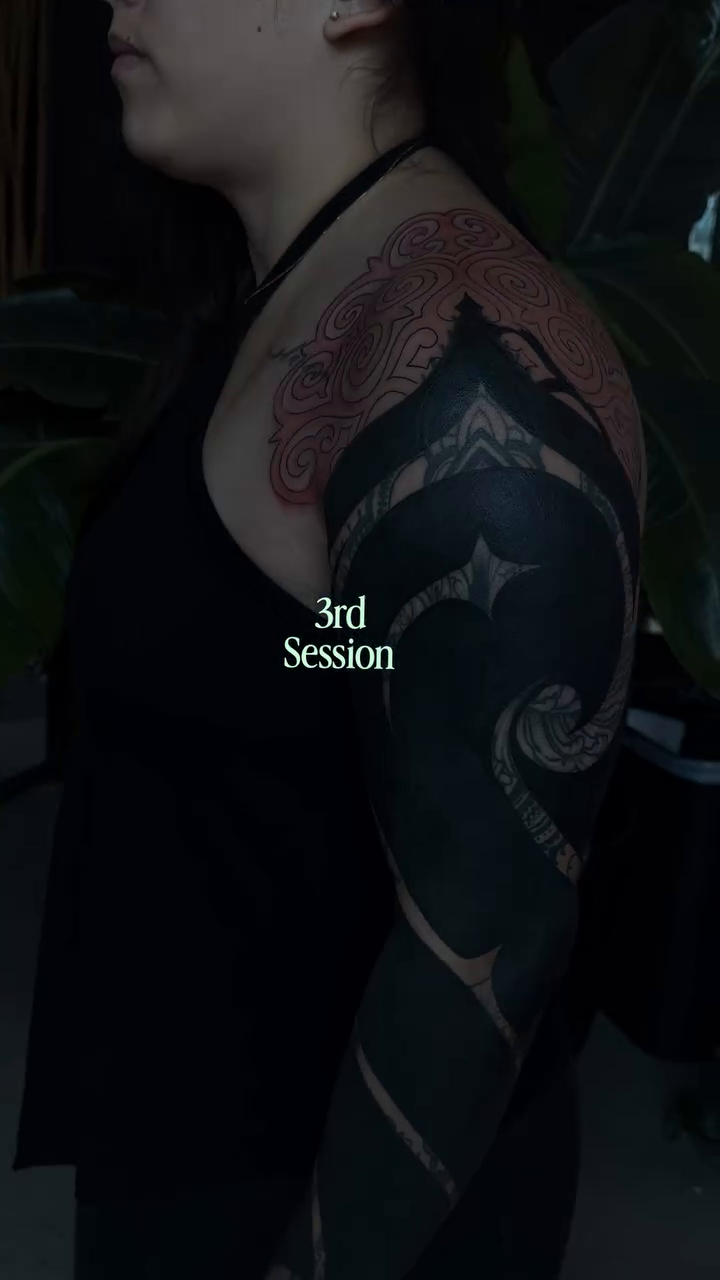Sleeve tattoo blackwork tattoo by Rachel
