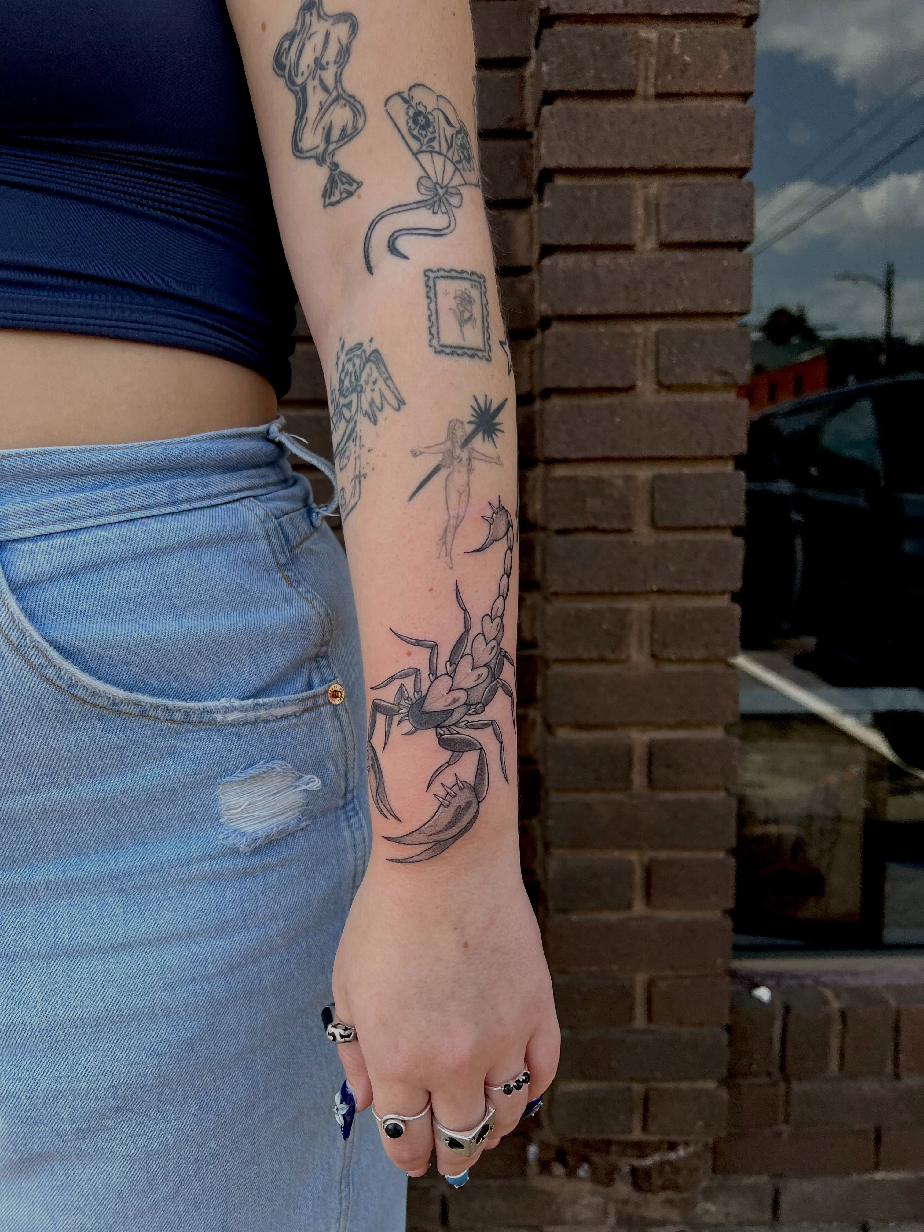 Scorpion black and grey tattoo on the forearm by 𝖑𝖎𝖑 𝖗𝖎𝖘𝖘