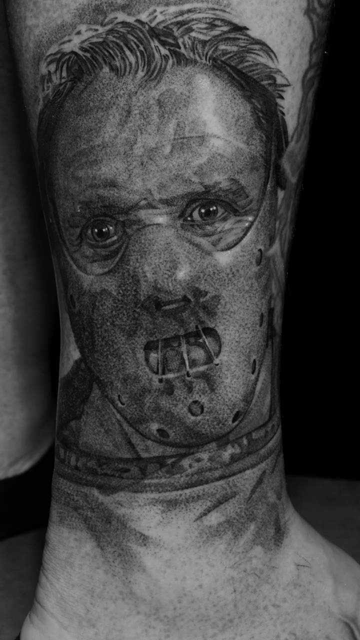 Hannibal Lecter mask realism tattoo by Brian Hernandez