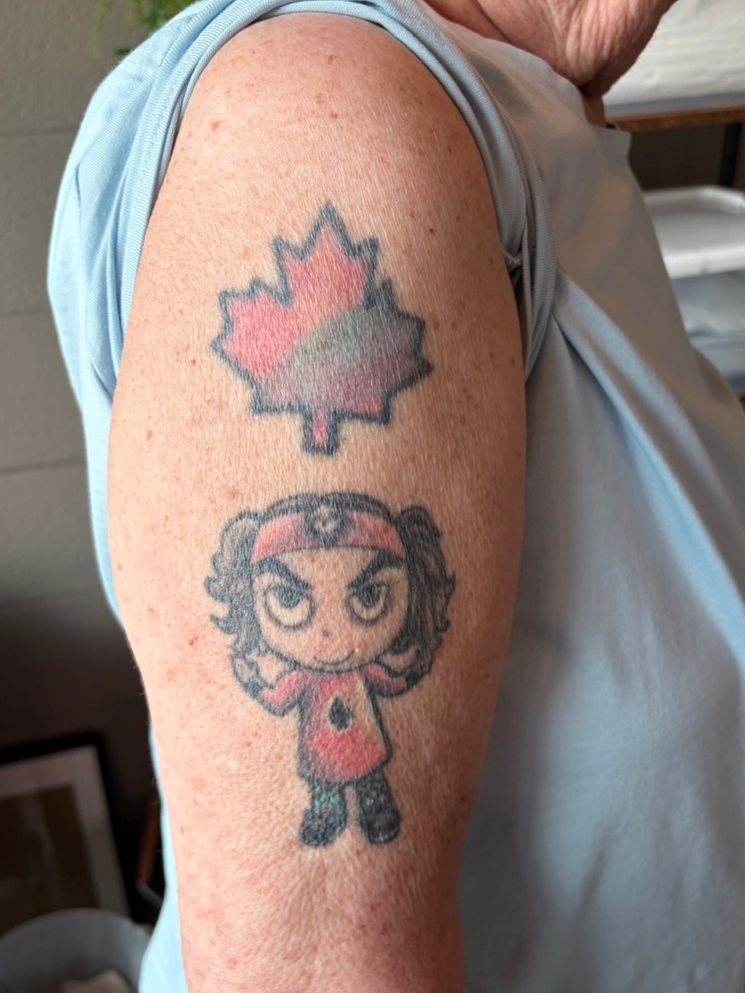Tattoo by @regotattoos — dotwork, anime