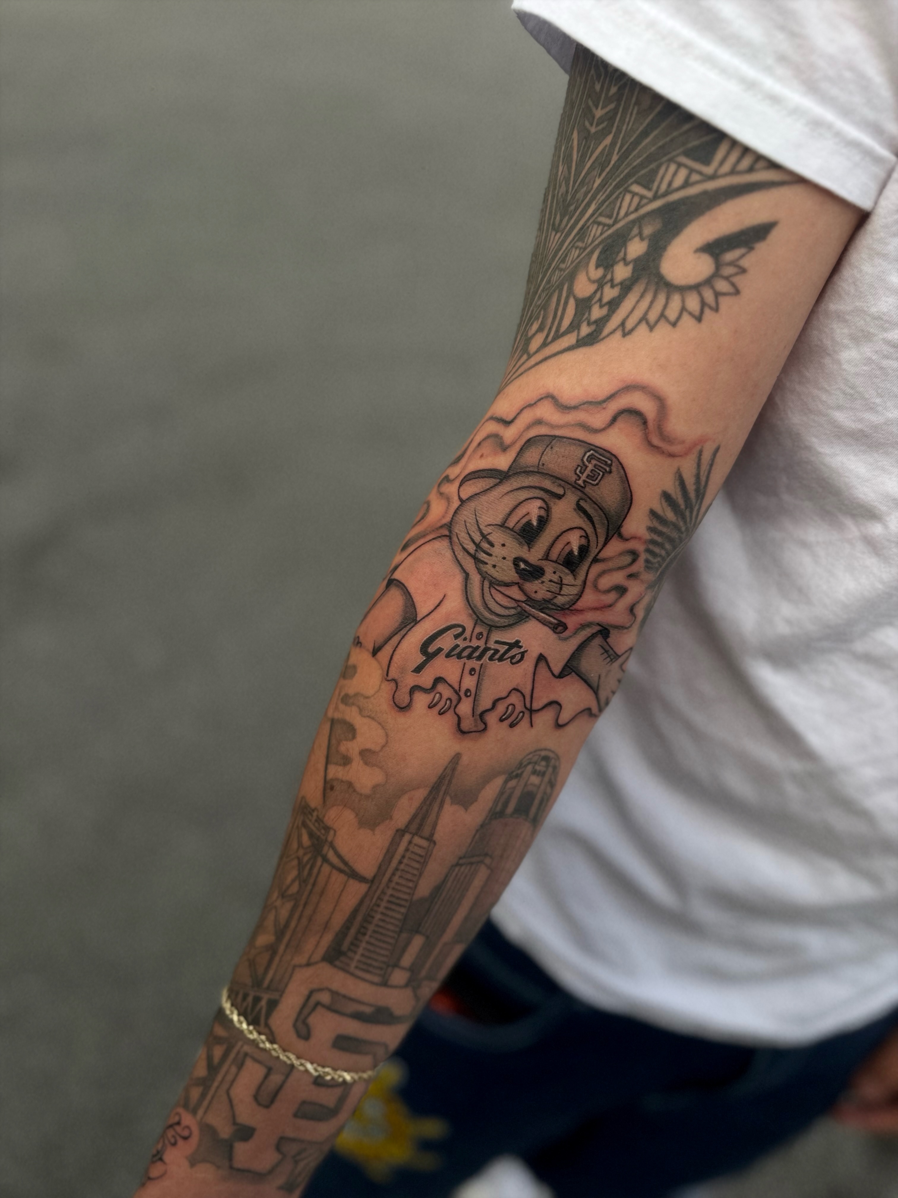 San Francisco Giants mascot American traditional tattoo on the forearm by 🕸️EC🥷🏼🌁🇲🇽🕸️