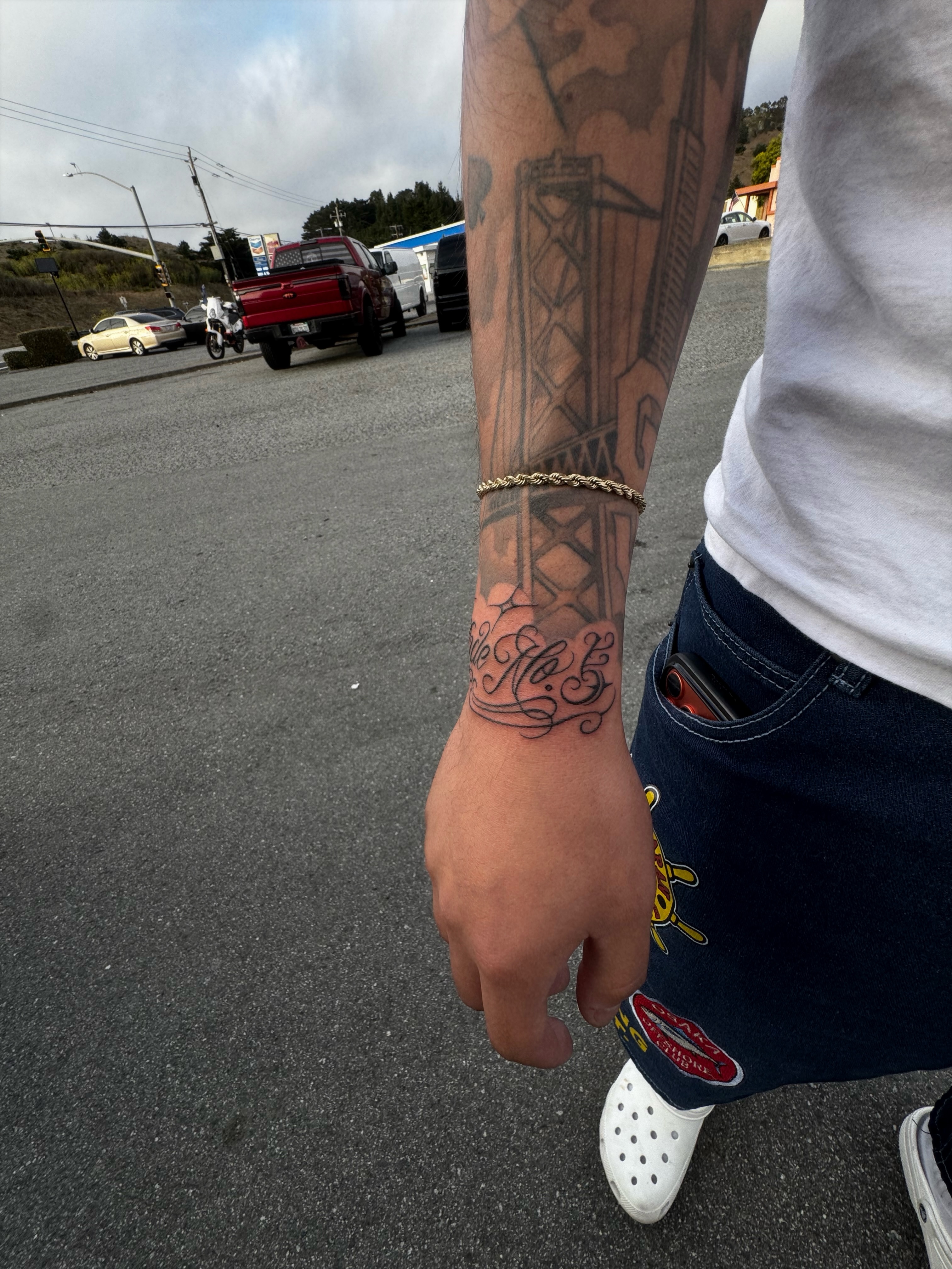 Bridge black and grey tattoo on the forearm by 🕸️EC🥷🏼🌁🇲🇽🕸️