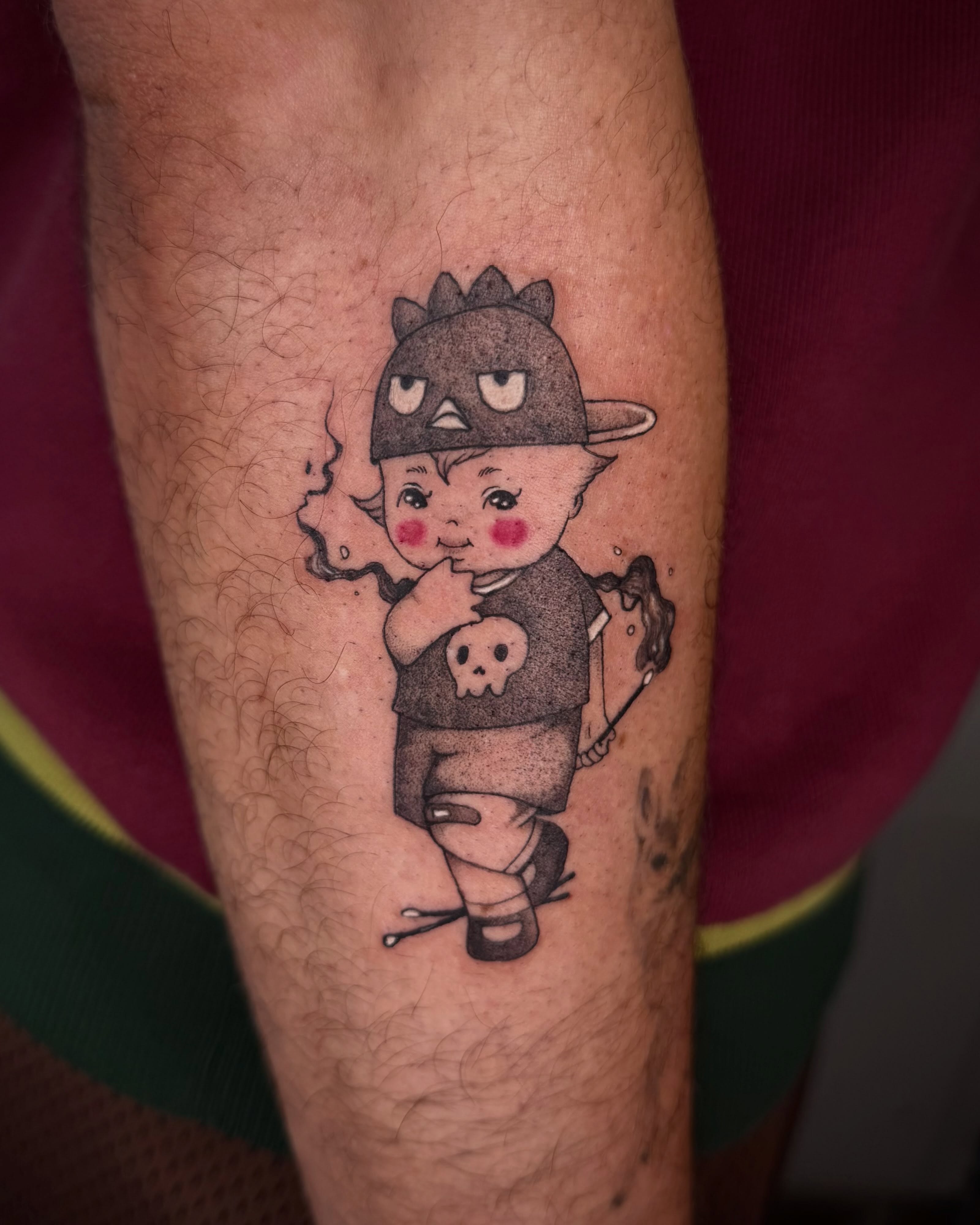 Tattoo by @capricornpokes — black_and_grey