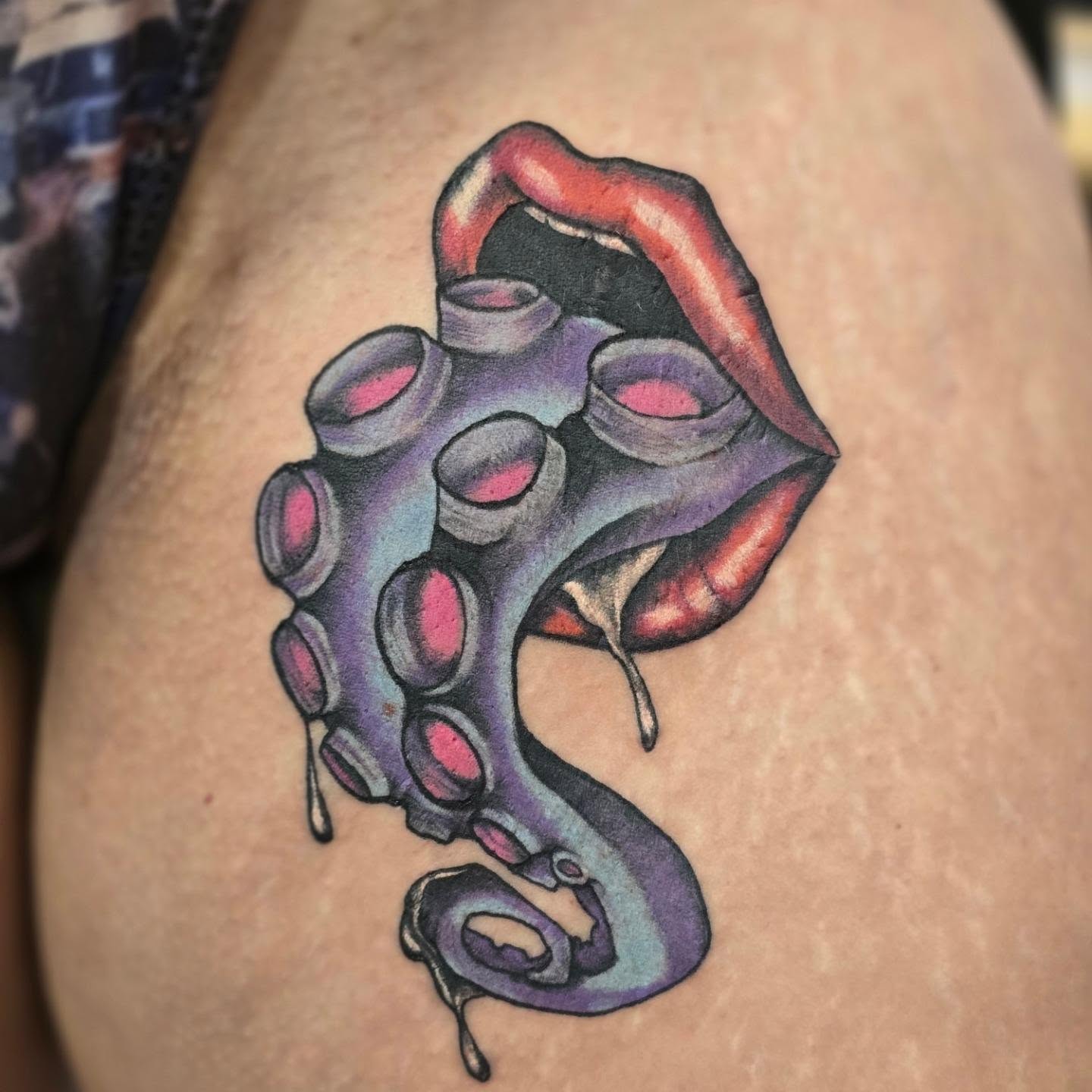Tattoo by @rachel.tattoos — american_traditional, trash_polka