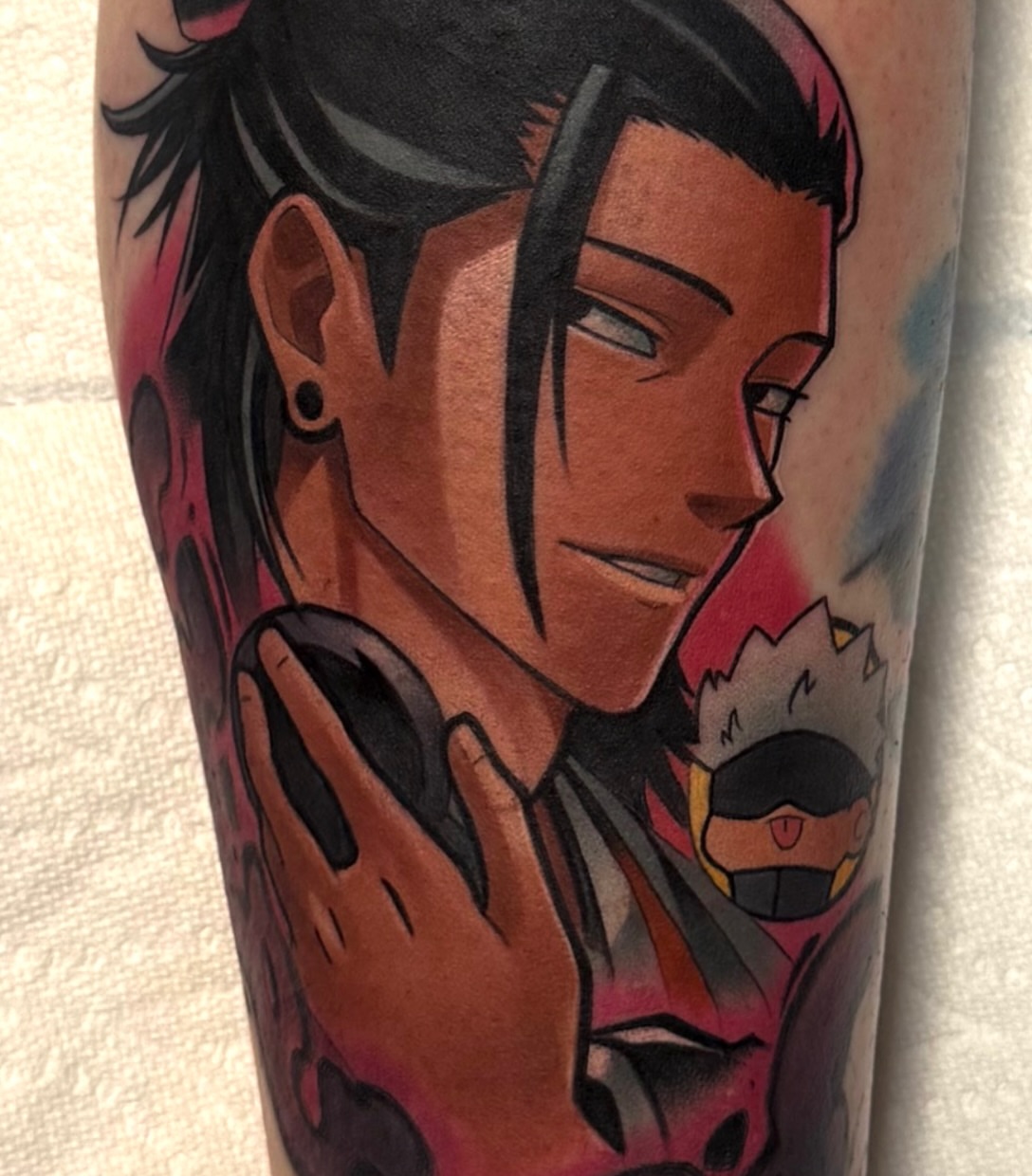 Tattoo by @_jaketattoos — anime, dotwork