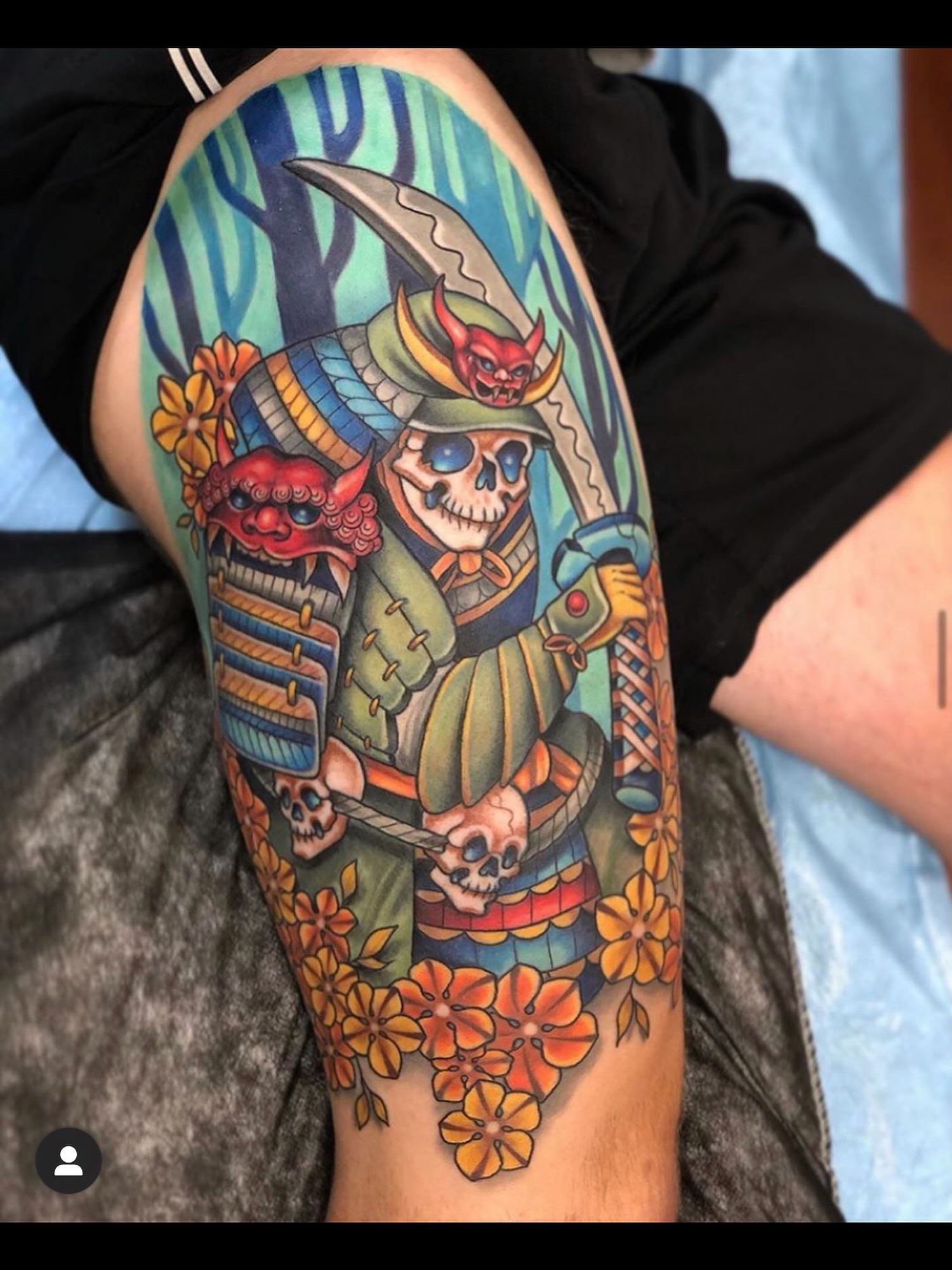Samurai warrior japanese irezumi tattoo on the forearm by Lindsay Hall