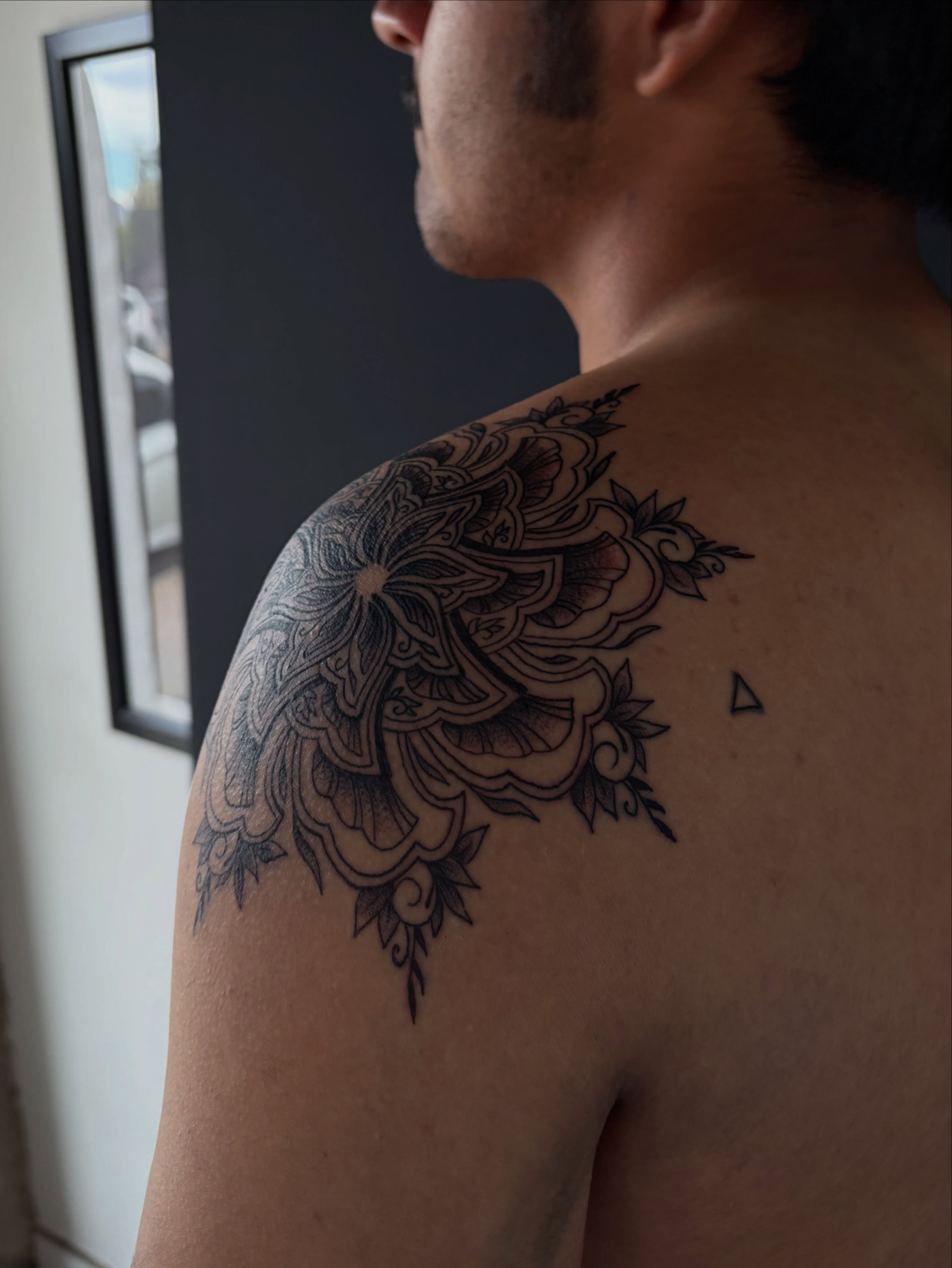 Floral mandala ornamental tattoo on the shoulder by Tattoo Artist Lilliann:)