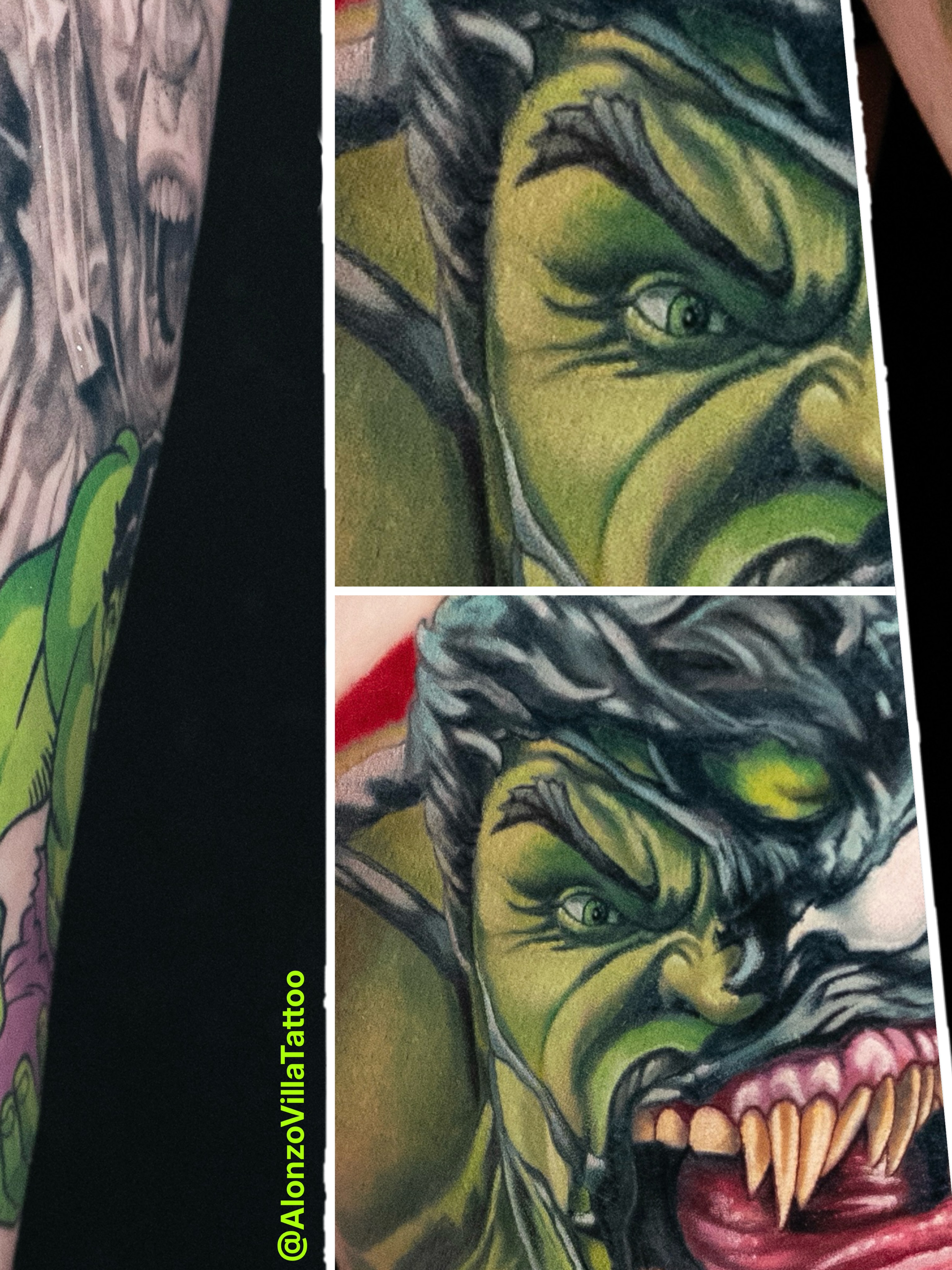Monster realism tattoo on the forearm by Alonzo Villa Tattoo