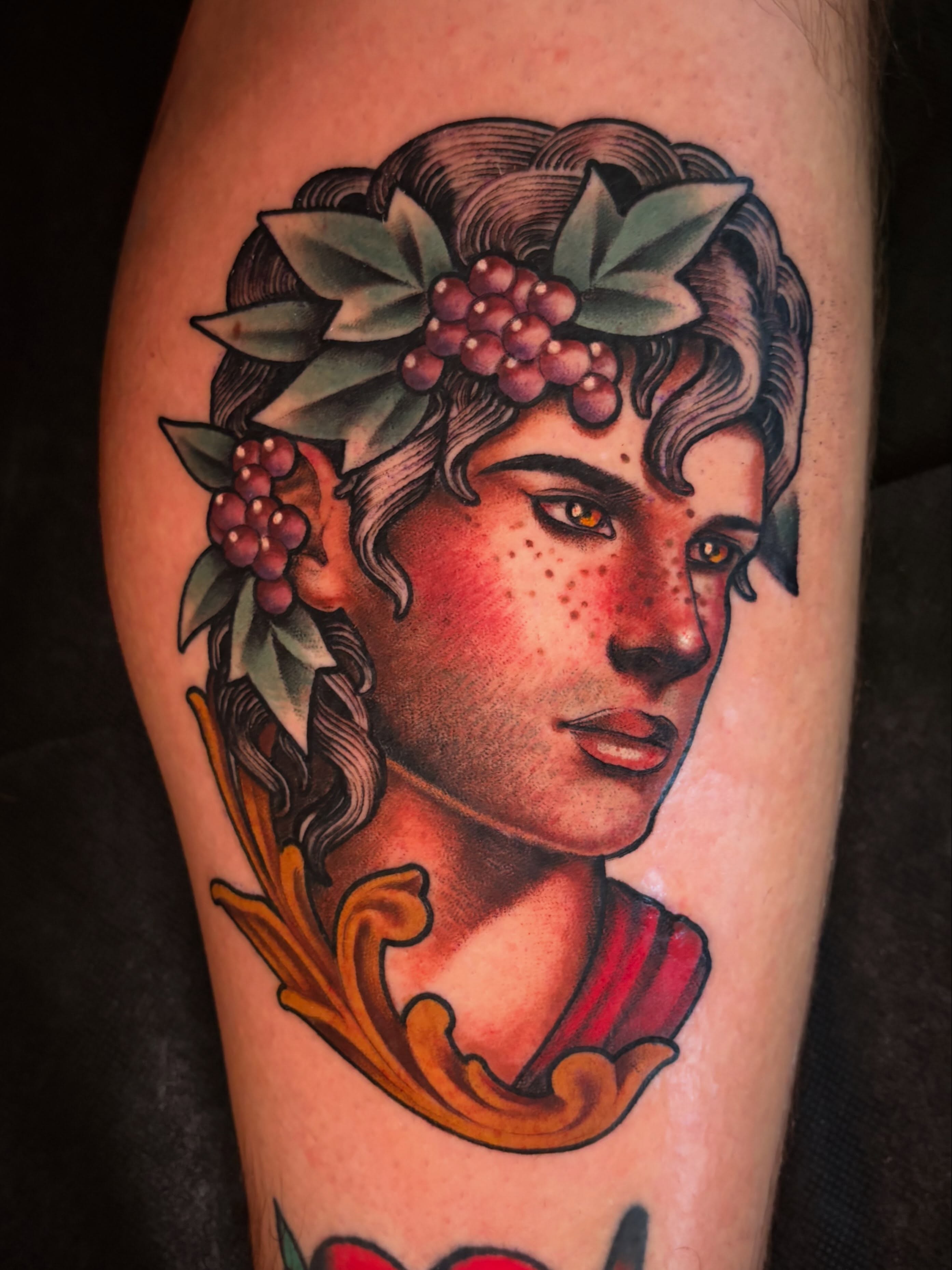 Mythical figure American traditional tattoo on the thigh by ๐ป๐๐๐ ๐ณ๐๐๐๐๐๐ ๐๐๐