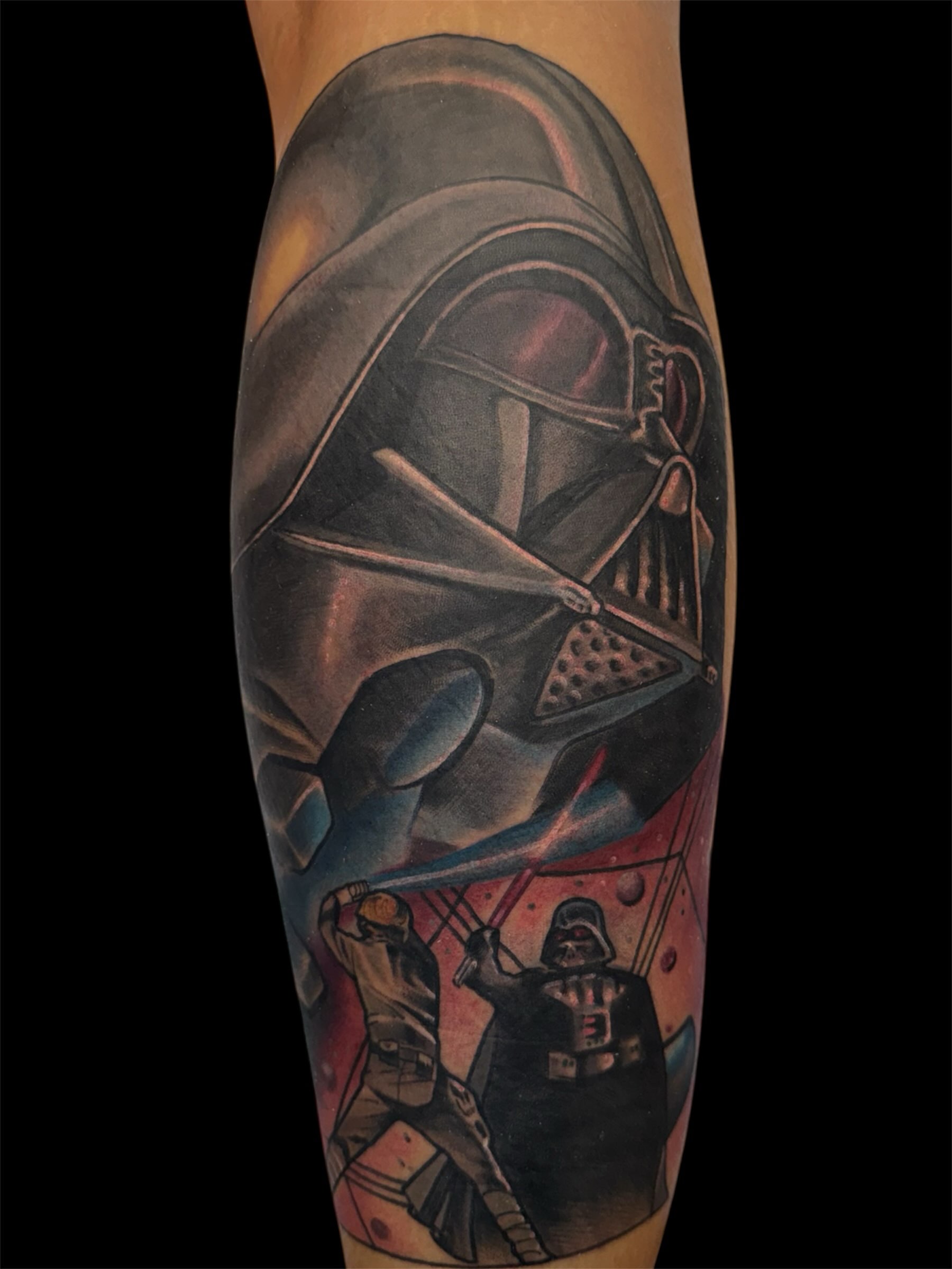 Darth vader dark realism tattoo on the forearm by Chris Smiseck