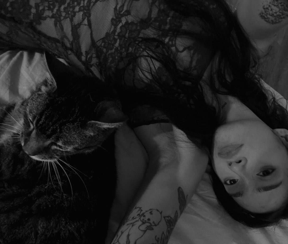 Cat black and grey tattoo on the upper arm by ★ eliza rodriguez🇲🇽 ★