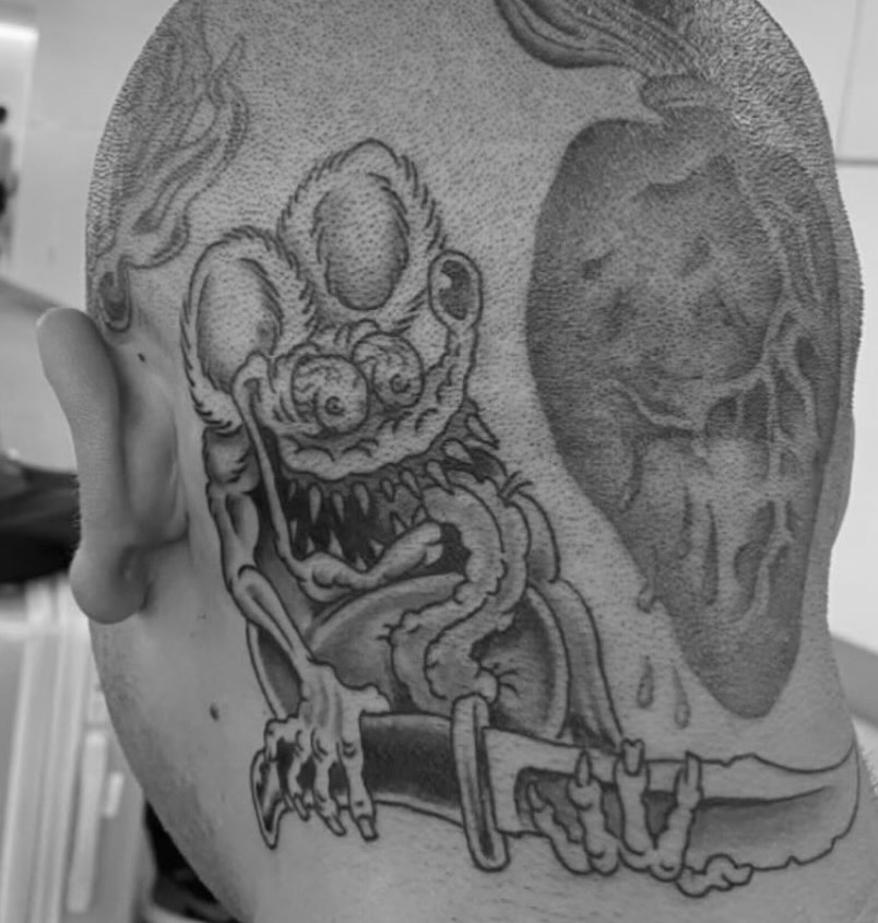 Tattoo by @cyborgbrains — black_and_grey, dotwork