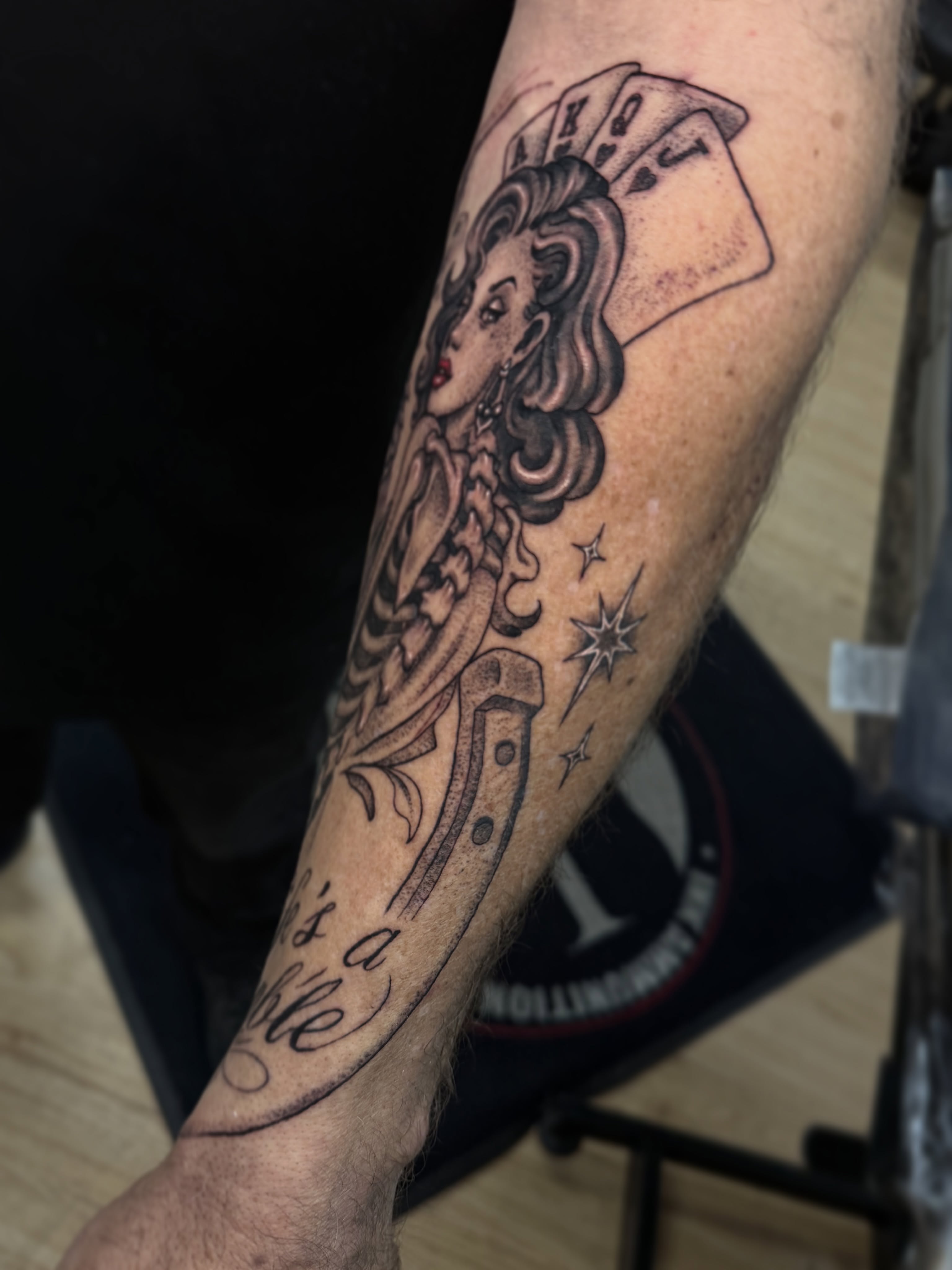 Tattoo by @sharon_skinart — american_traditional, black_and_grey