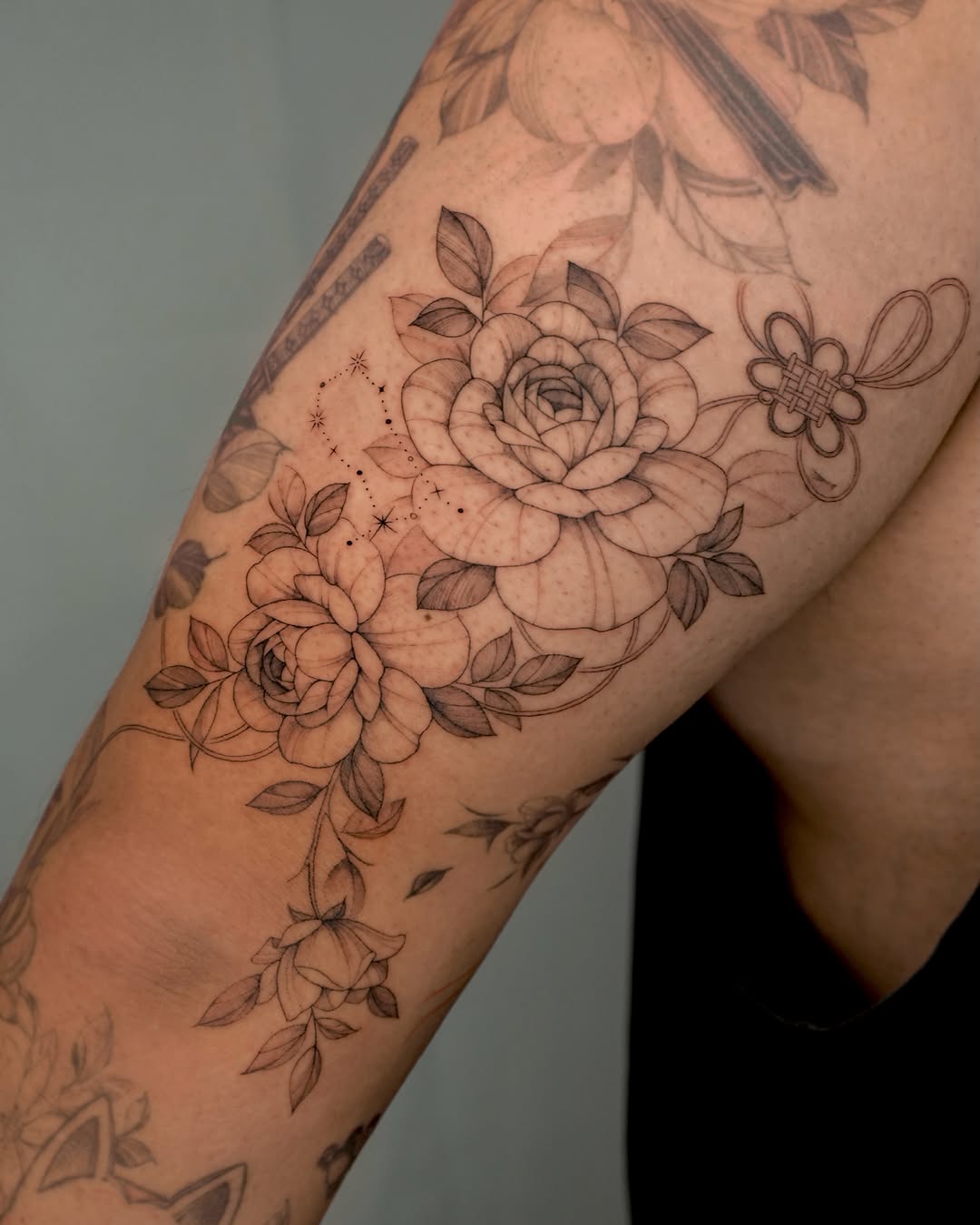 Floral bouquet realism tattoo on the forearm by Hyn[hin]
