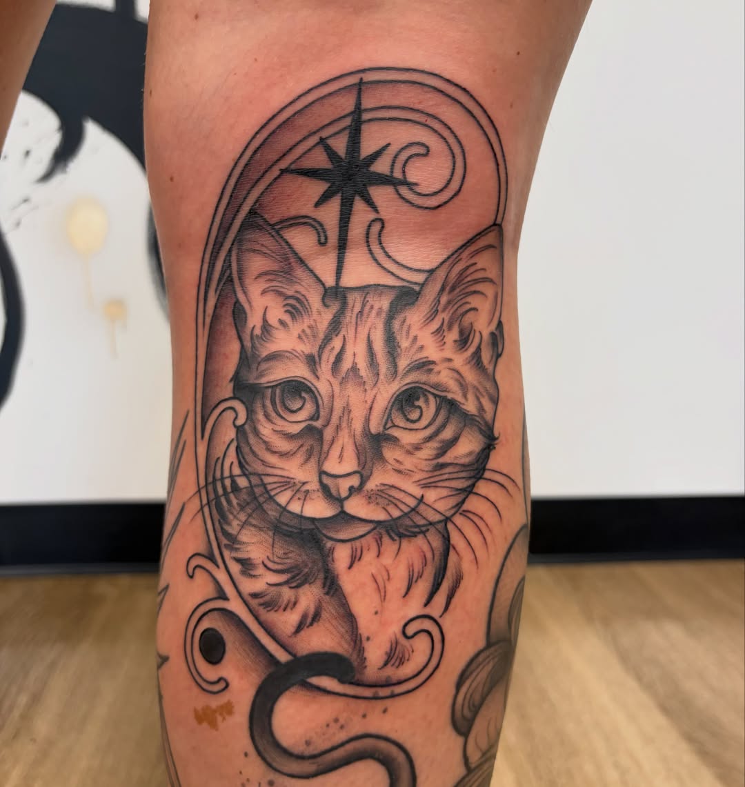 Cat realism tattoo on the forearm by Kayla Fay, Baton Rouge, Louisiana