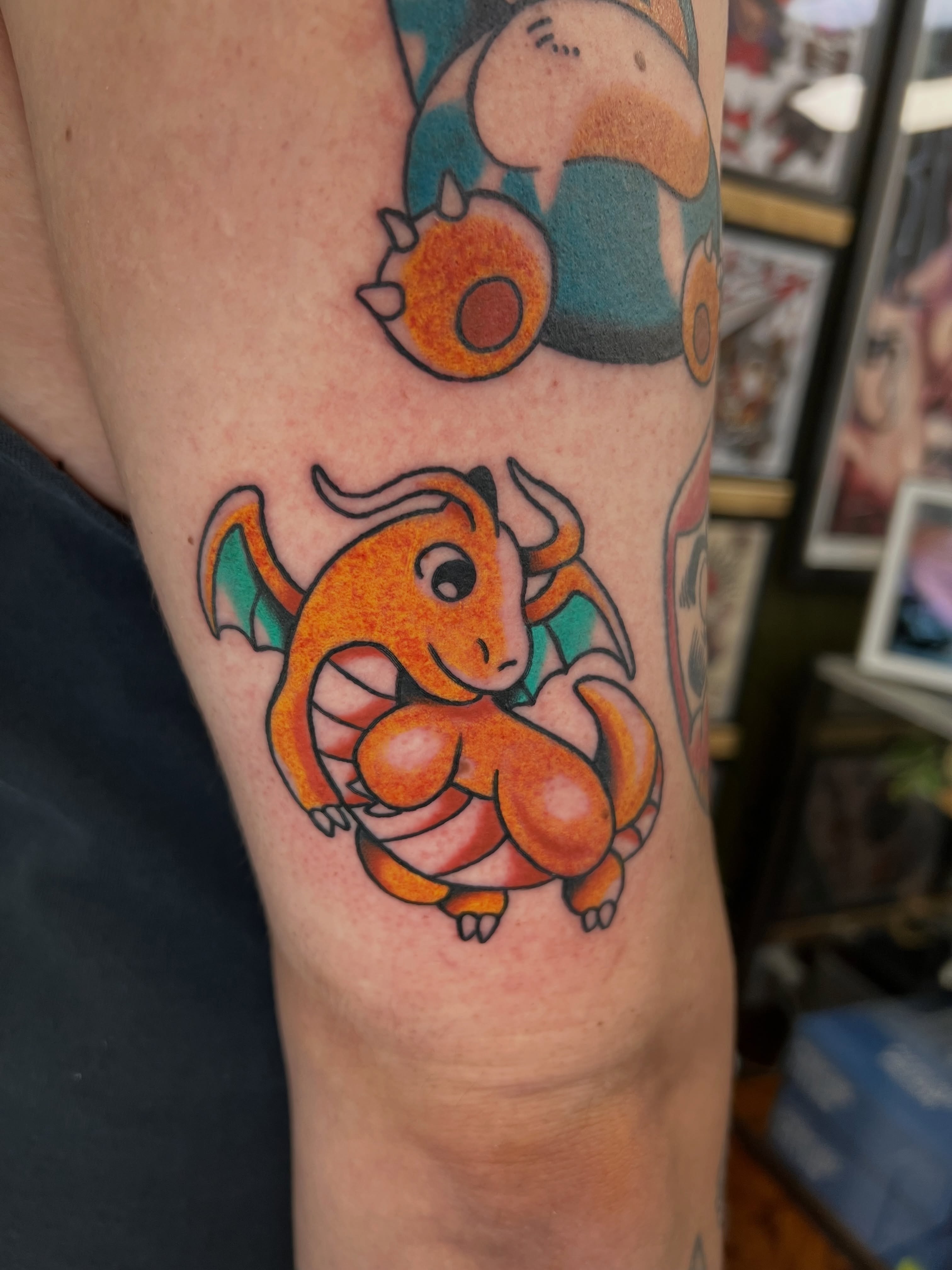 Charizard new school tattoo on the forearm by 🍊Harvey Perez 🍊, Deerfield Beach, Florida