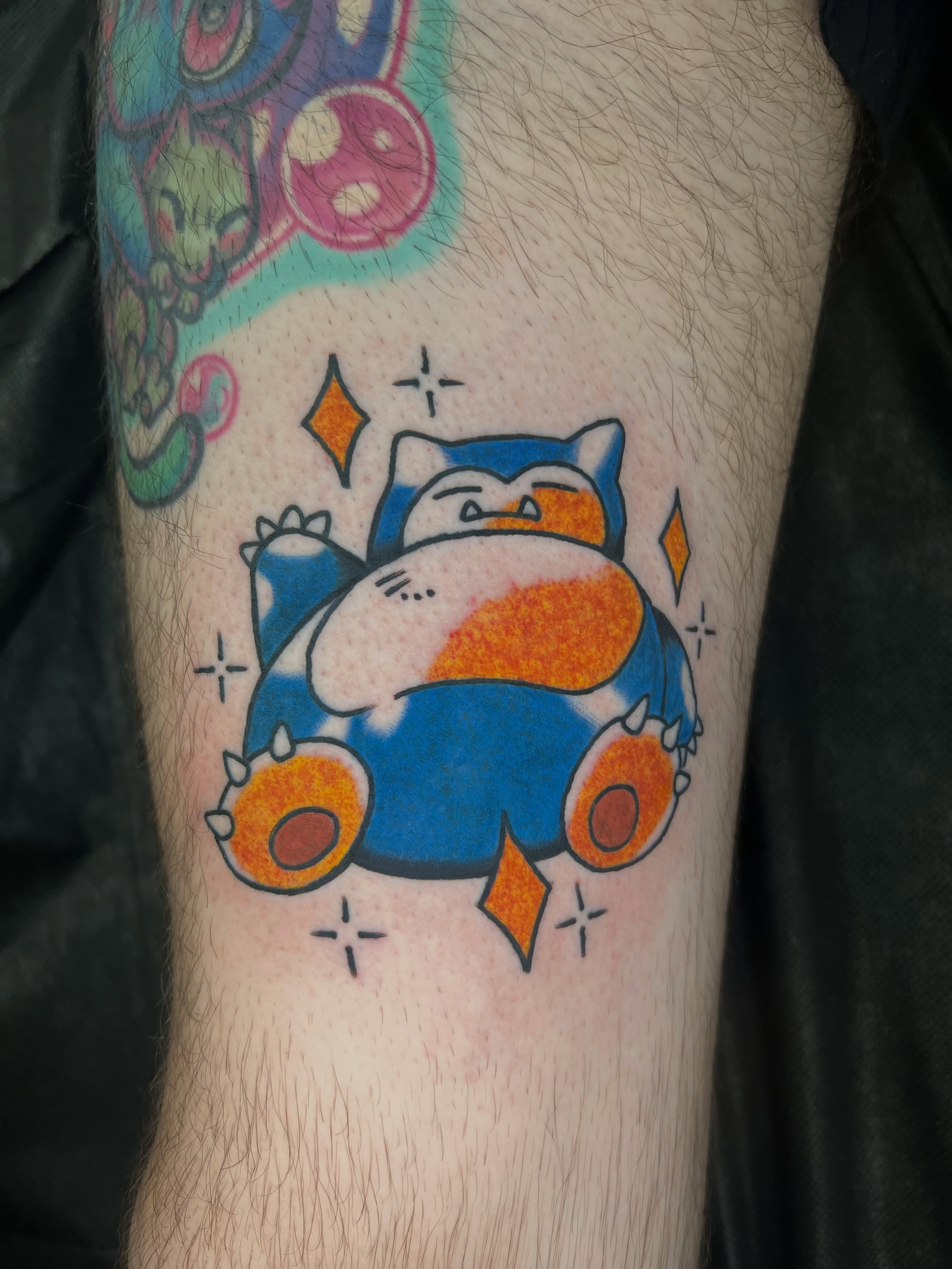 Snorlax new school tattoo on the forearm by 🍊Harvey Perez 🍊, Deerfield Beach, Florida