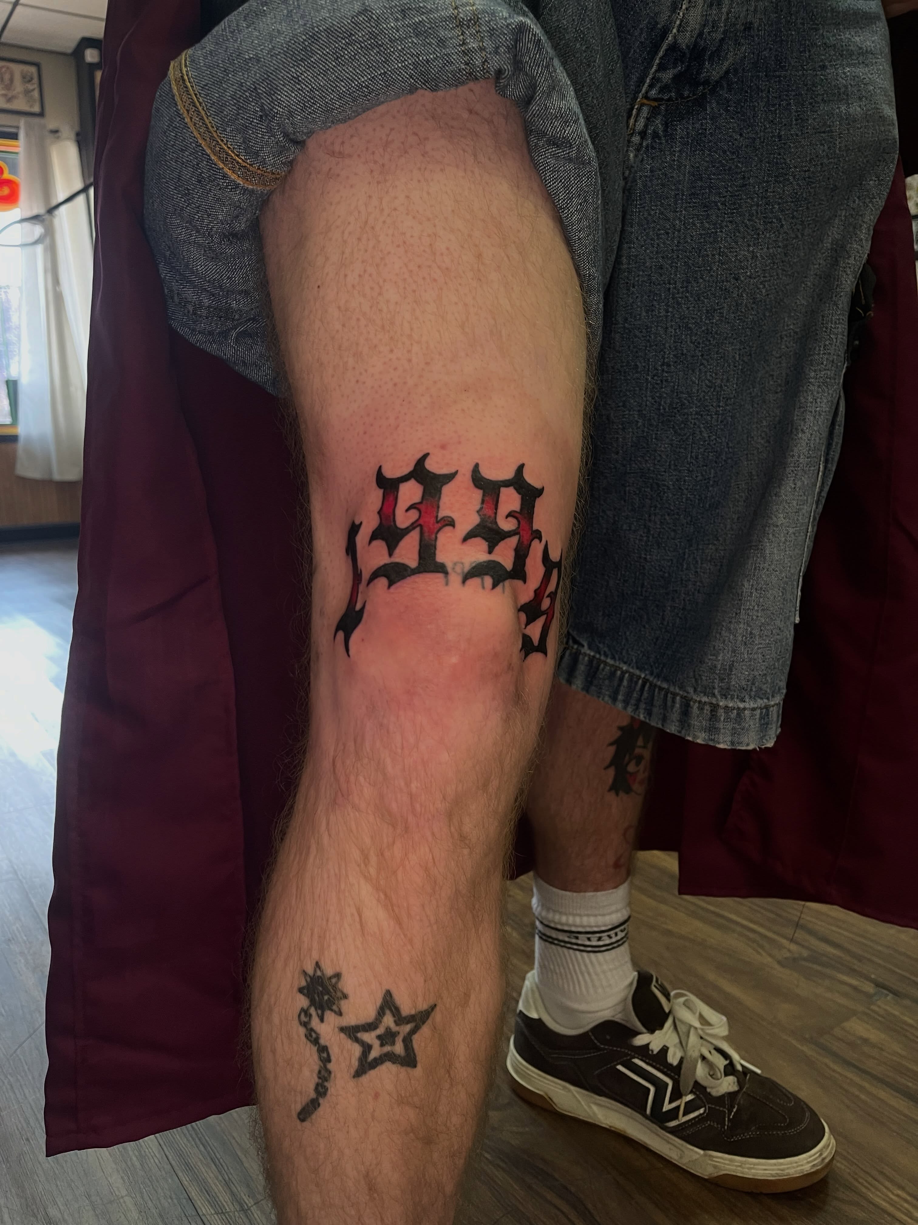 Gothic numerals tattoo on the leg by J❄️, Portland, Oregon